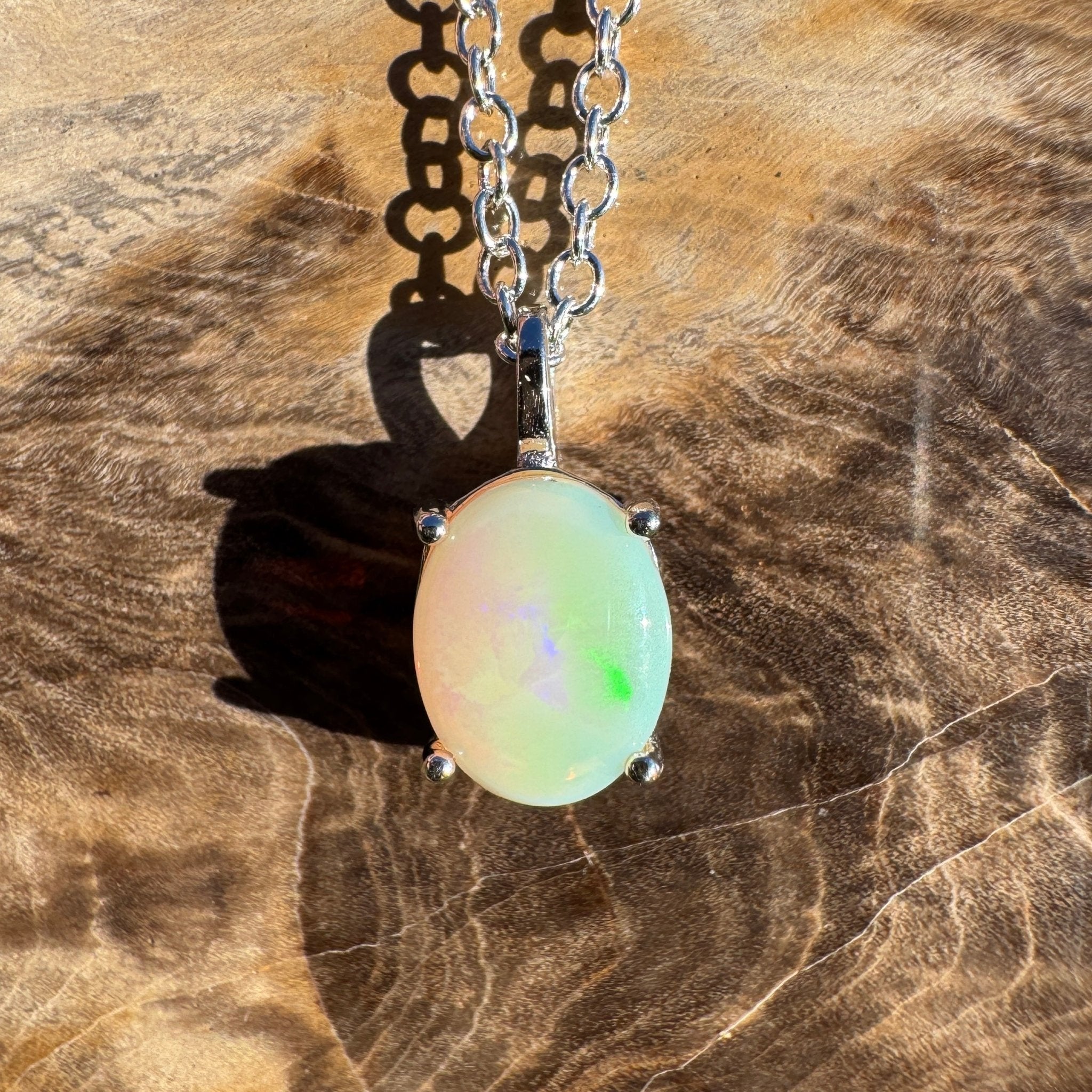 1.1ct Coober Pedy Opal Pendant Necklace ~ 'Bicheno Bloom ~' | 925 Sterling Silver | Solid Australian Opal