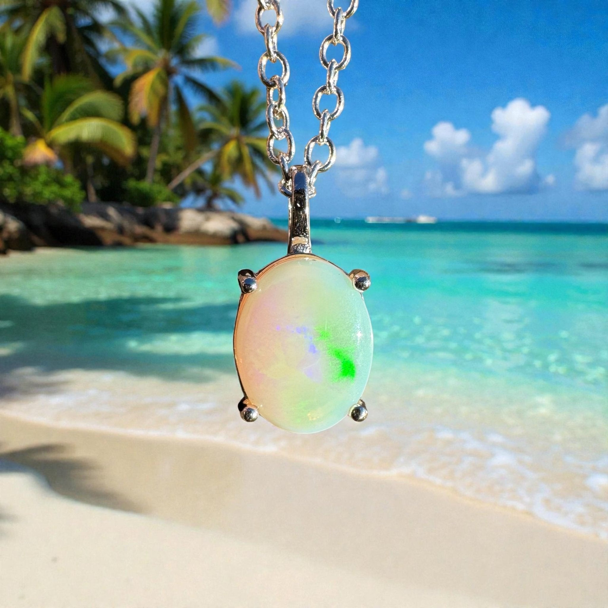 1.1ct Coober Pedy Opal Pendant Necklace ~ 'Bicheno Bloom ~' | 925 Sterling Silver | Solid Australian Opal