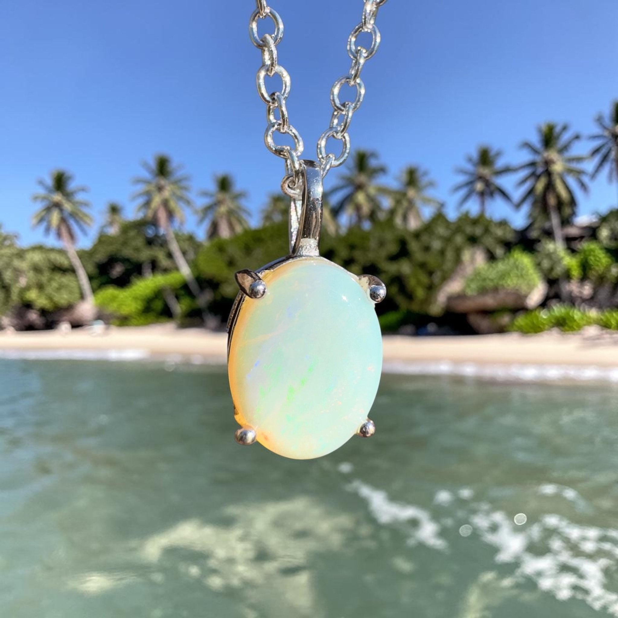 1.1ct Coober Pedy Opal Pendant Necklace ~ 'Cable Beach Clarity~' | 925 Sterling Silver | Solid Australian Opal