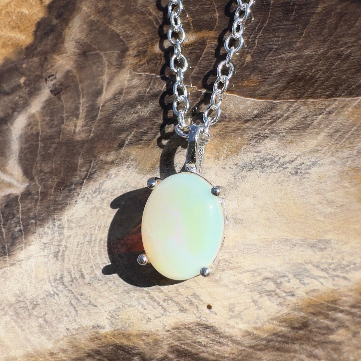 1.1ct Coober Pedy Opal Pendant Necklace ~ 'Cable Beach Clarity~' | 925 Sterling Silver | Solid Australian Opal