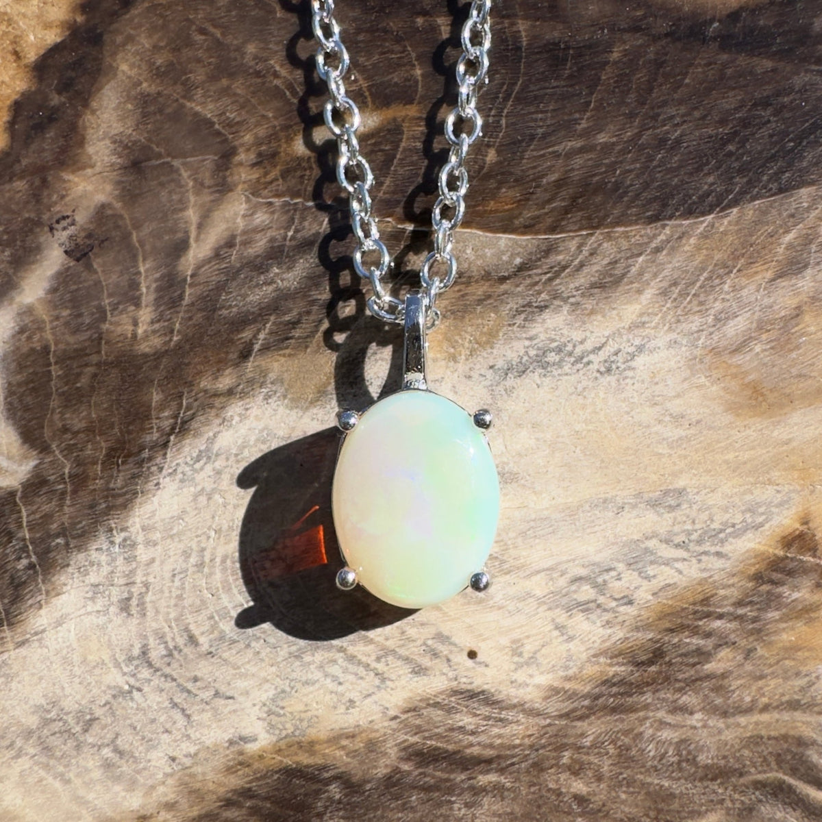1.1ct Coober Pedy Opal Pendant Necklace ~ 'Cable Beach Clarity~' | 925 Sterling Silver | Solid Australian Opal
