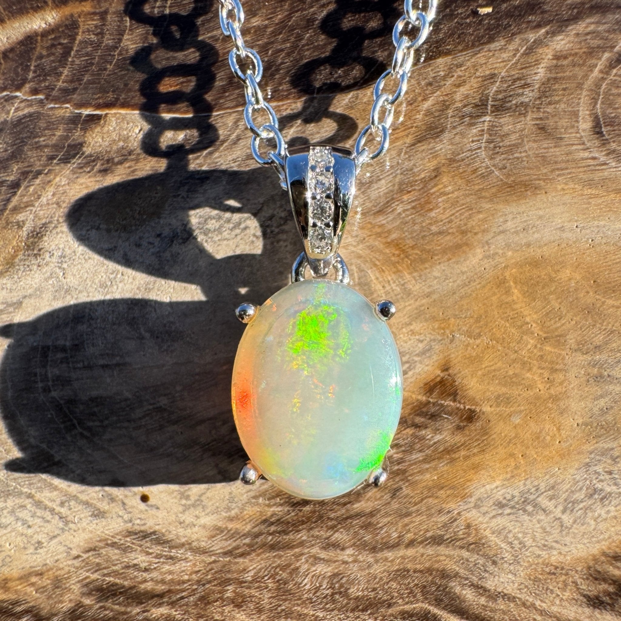 1.1ct Coober Pedy Opal Pendant Necklace ~ 'Coral Coast Curio ~' | 925 Sterling Silver | Solid Australian Opal