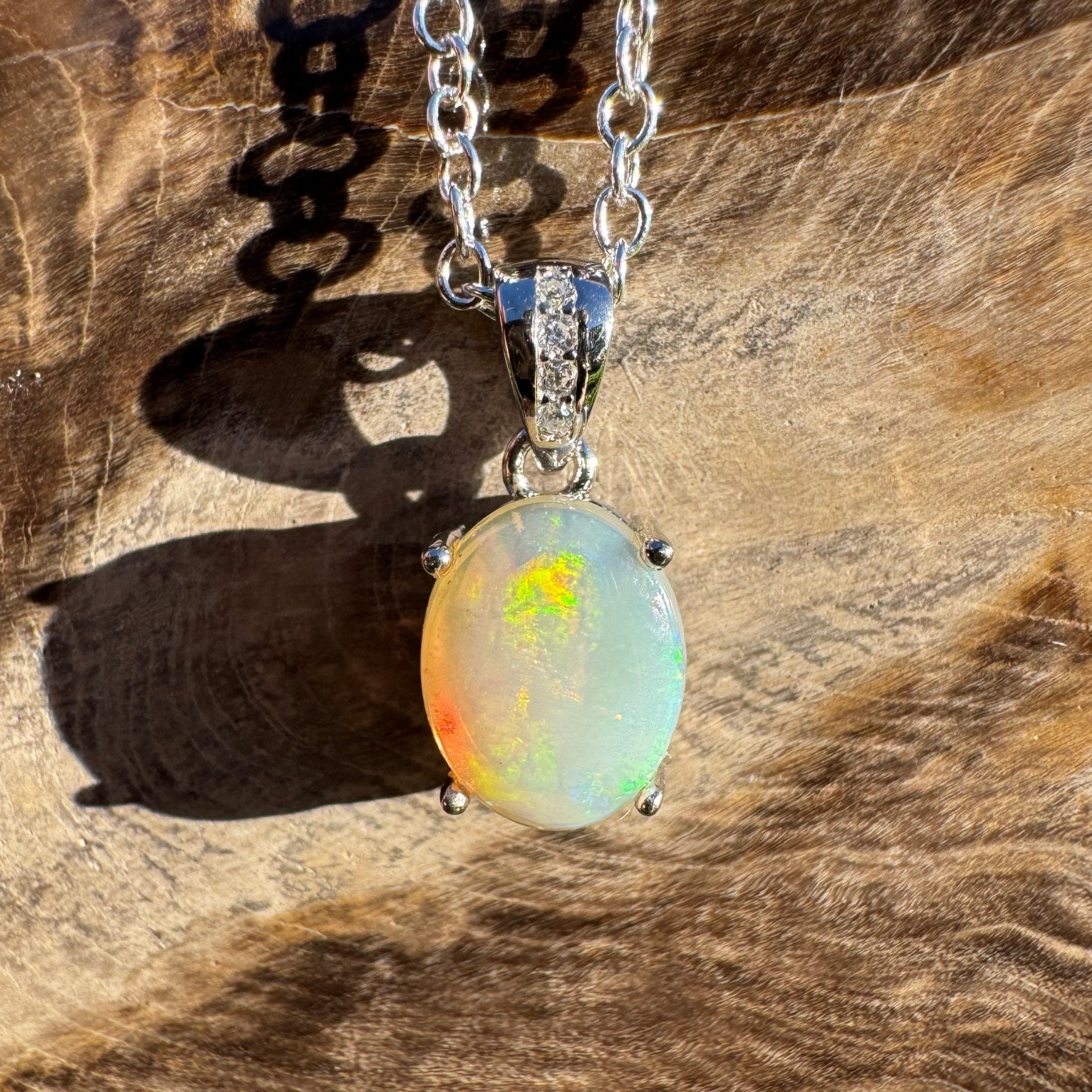 1.1ct Coober Pedy Opal Pendant Necklace ~ 'Coral Coast Curio ~' | 925 Sterling Silver | Solid Australian Opal