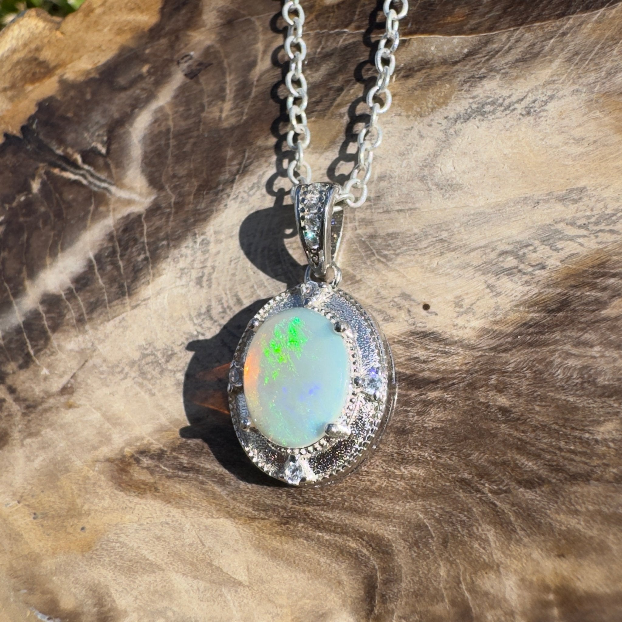 1.1ct Coober Pedy Opal Pendant Necklace ~ 'Gondwana Canopy' | 925 Sterling Silver | Solid Australian Opal