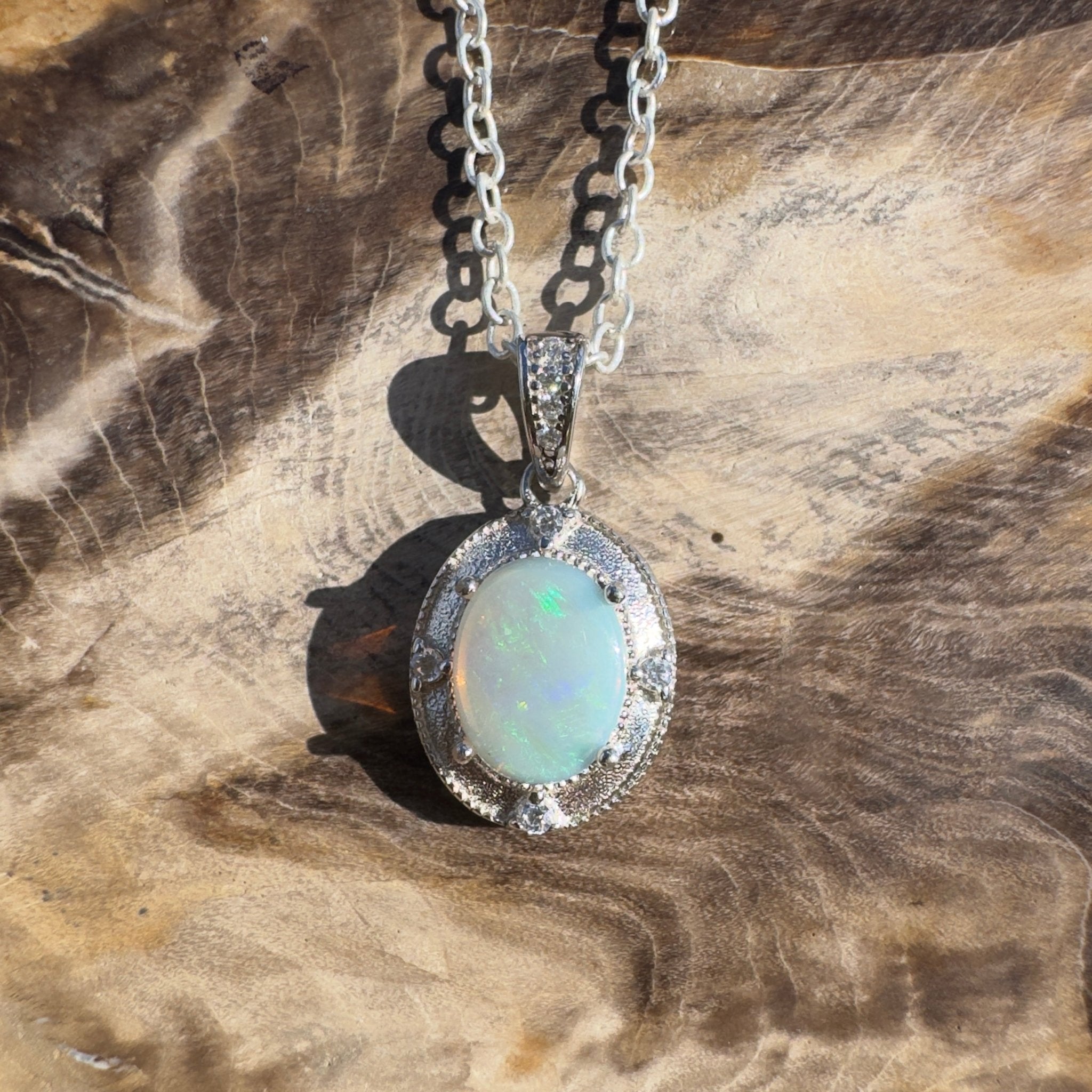 1.1ct Coober Pedy Opal Pendant Necklace ~ 'Gondwana Canopy' | 925 Sterling Silver | Solid Australian Opal
