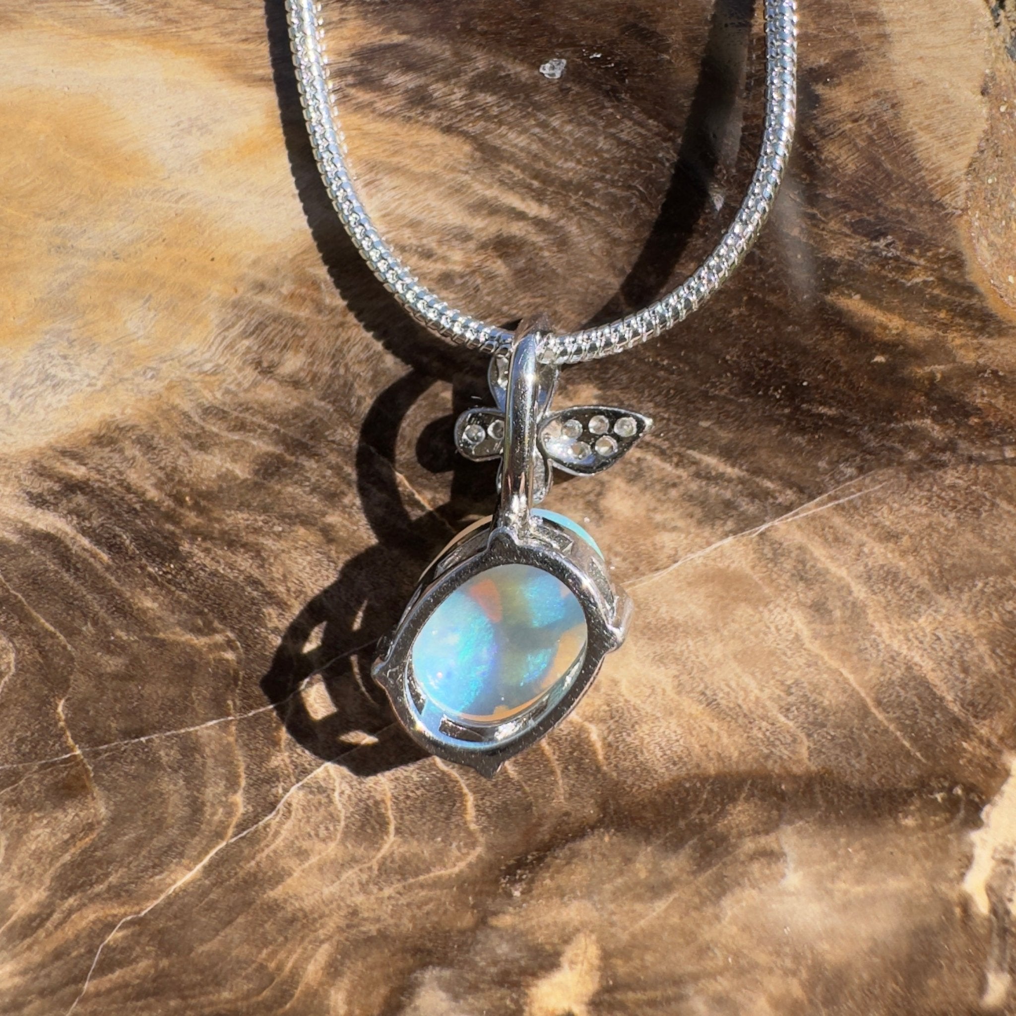 1.1ct Coober Pedy Opal Pendant Necklace ~ 'Goolwa Flutter~' | 925 Sterling Silver | Solid Australian Opal