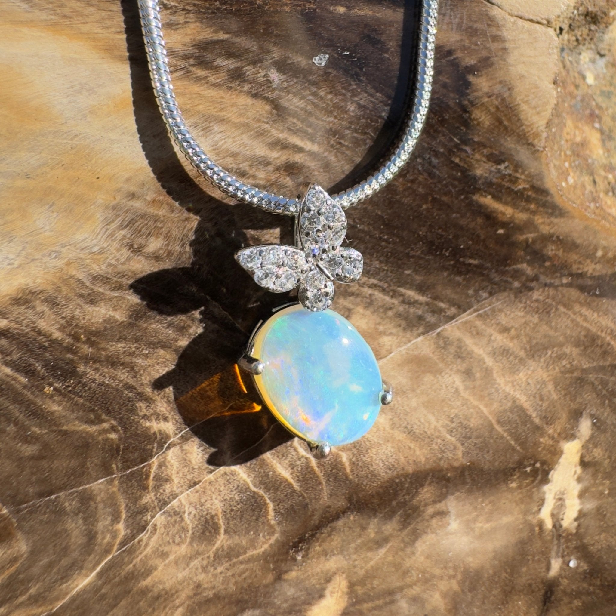 1.1ct Coober Pedy Opal Pendant Necklace ~ 'Goolwa Flutter~' | 925 Sterling Silver | Solid Australian Opal