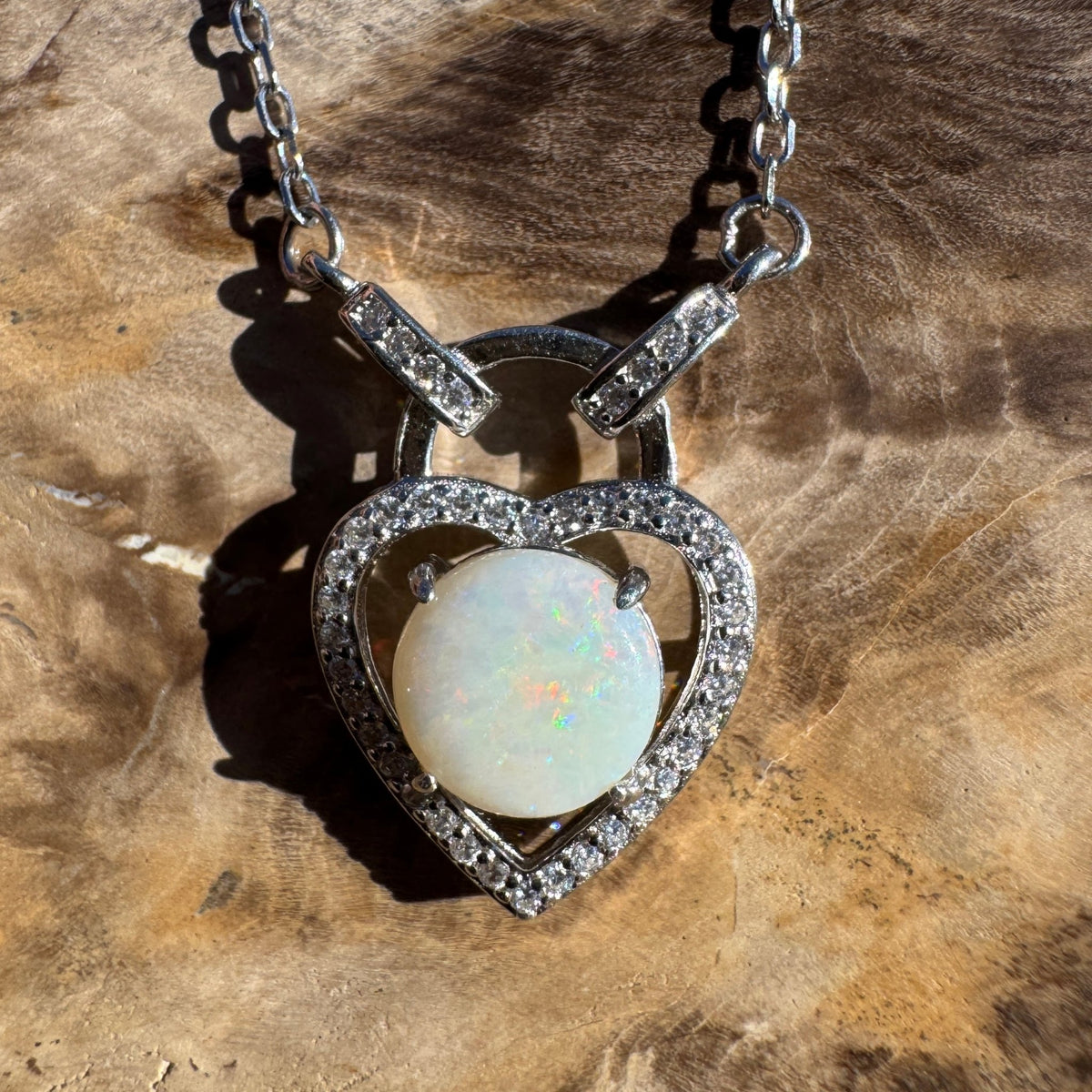 1.1ct Coober Pedy Opal Pendant Necklace ~ 'Jindabyne Spectrum' | 925 Sterling Silver | Solid Australian Opal