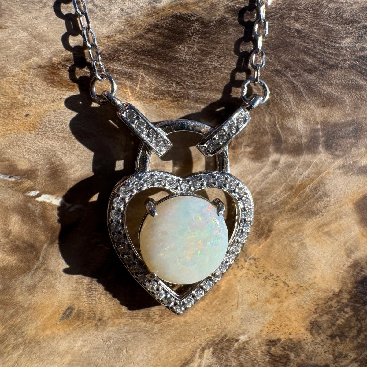 1.1ct Coober Pedy Opal Pendant Necklace ~ 'Jindabyne Spectrum' | 925 Sterling Silver | Solid Australian Opal