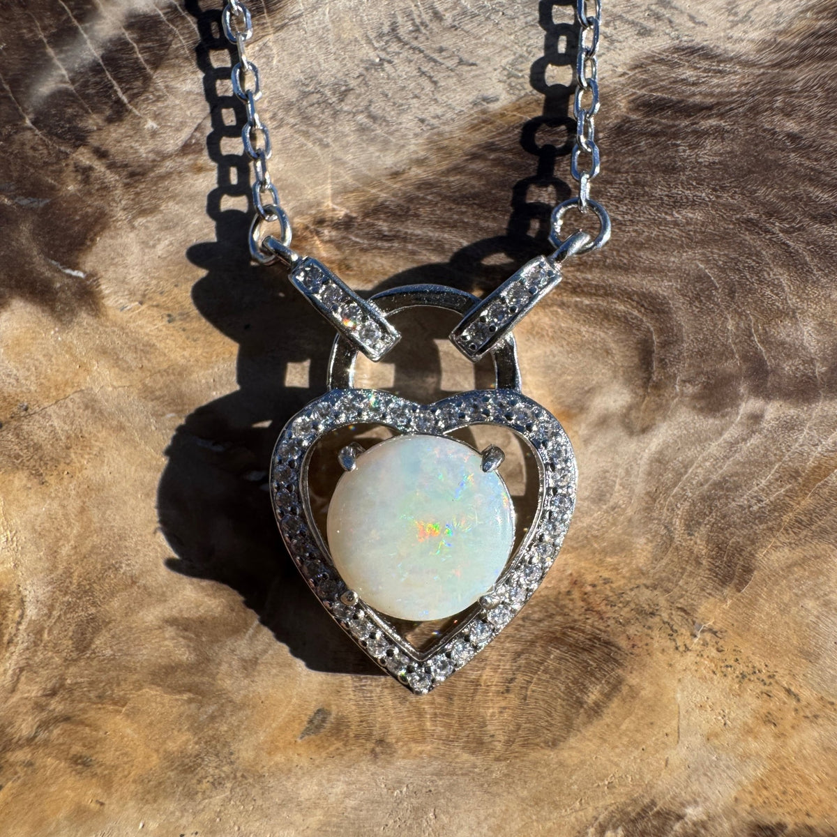 1.1ct Coober Pedy Opal Pendant Necklace ~ 'Jindabyne Spectrum' | 925 Sterling Silver | Solid Australian Opal