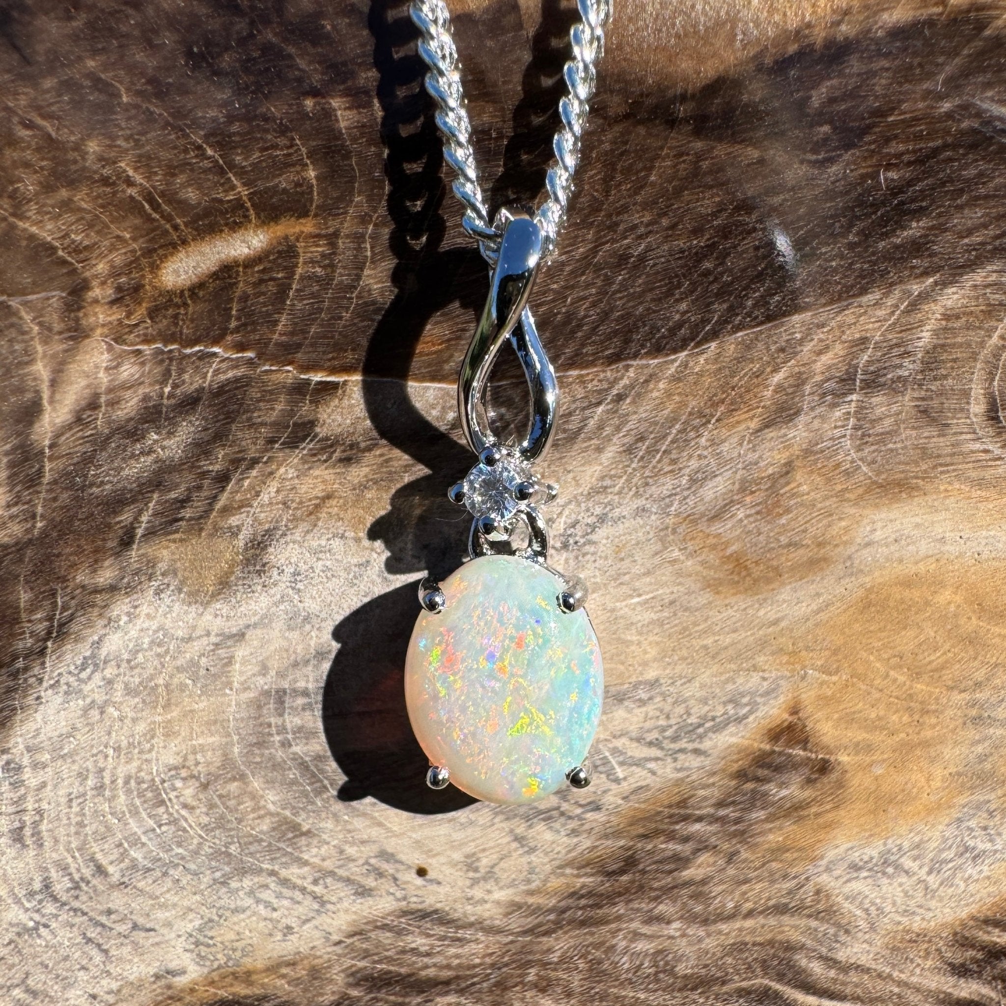 1.1ct Coober Pedy Opal Pendant Necklace ~ 'Kata Tjuta Spectrum' | 925 Sterling Silver | Solid Australian Opal