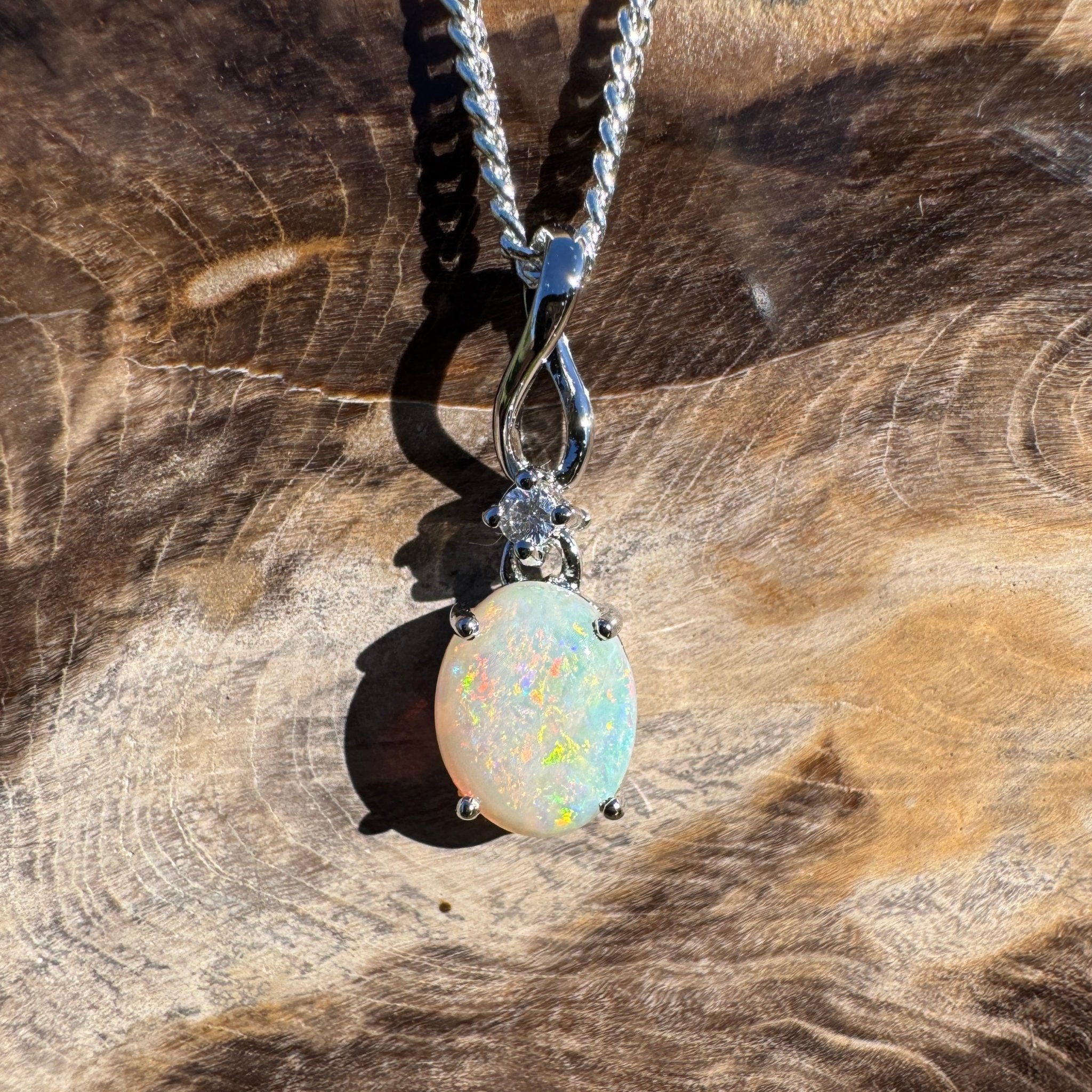 1.1ct Coober Pedy Opal Pendant Necklace ~ 'Kata Tjuta Spectrum' | 925 Sterling Silver | Solid Australian Opal