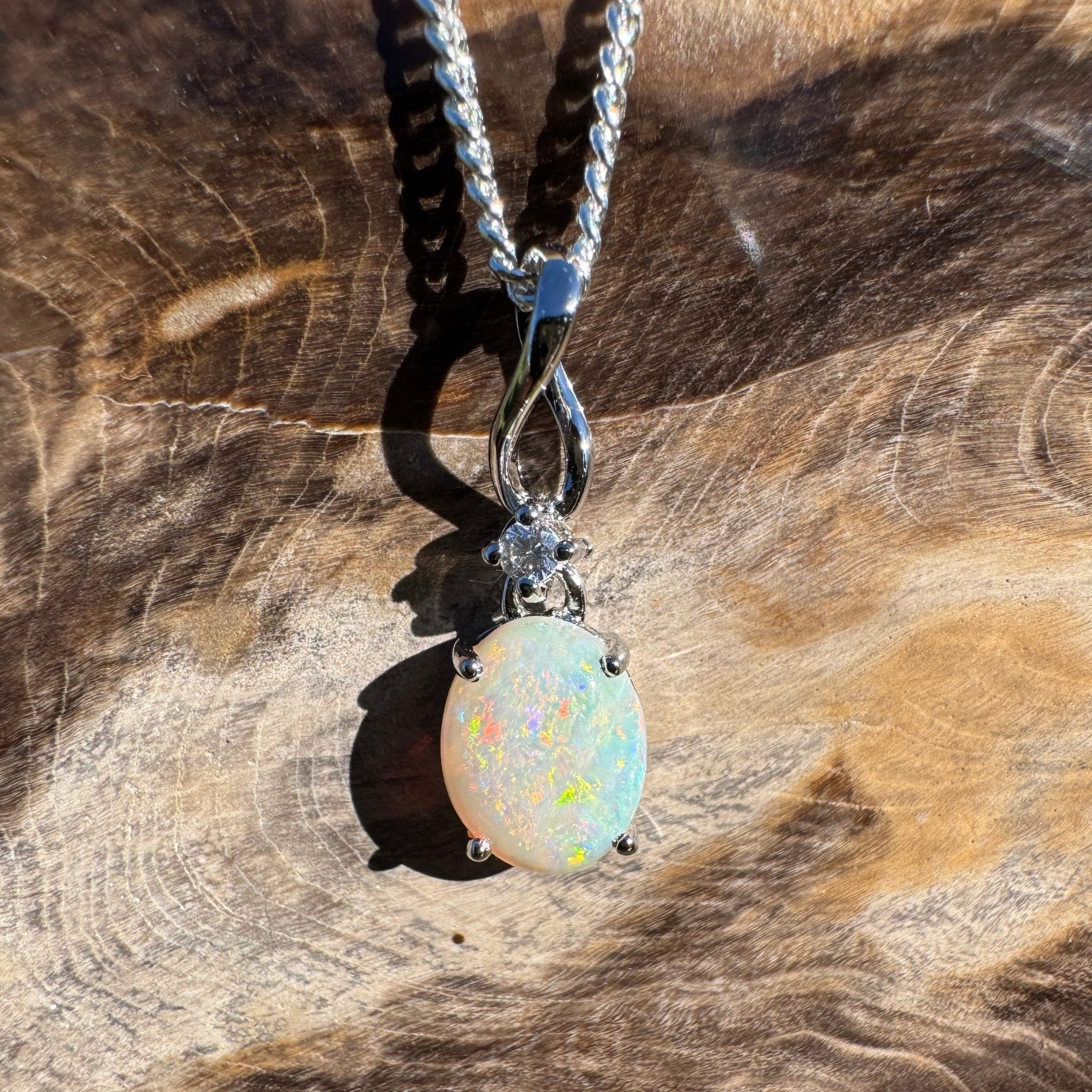 1.1ct Coober Pedy Opal Pendant Necklace ~ 'Kata Tjuta Spectrum' | 925 Sterling Silver | Solid Australian Opal
