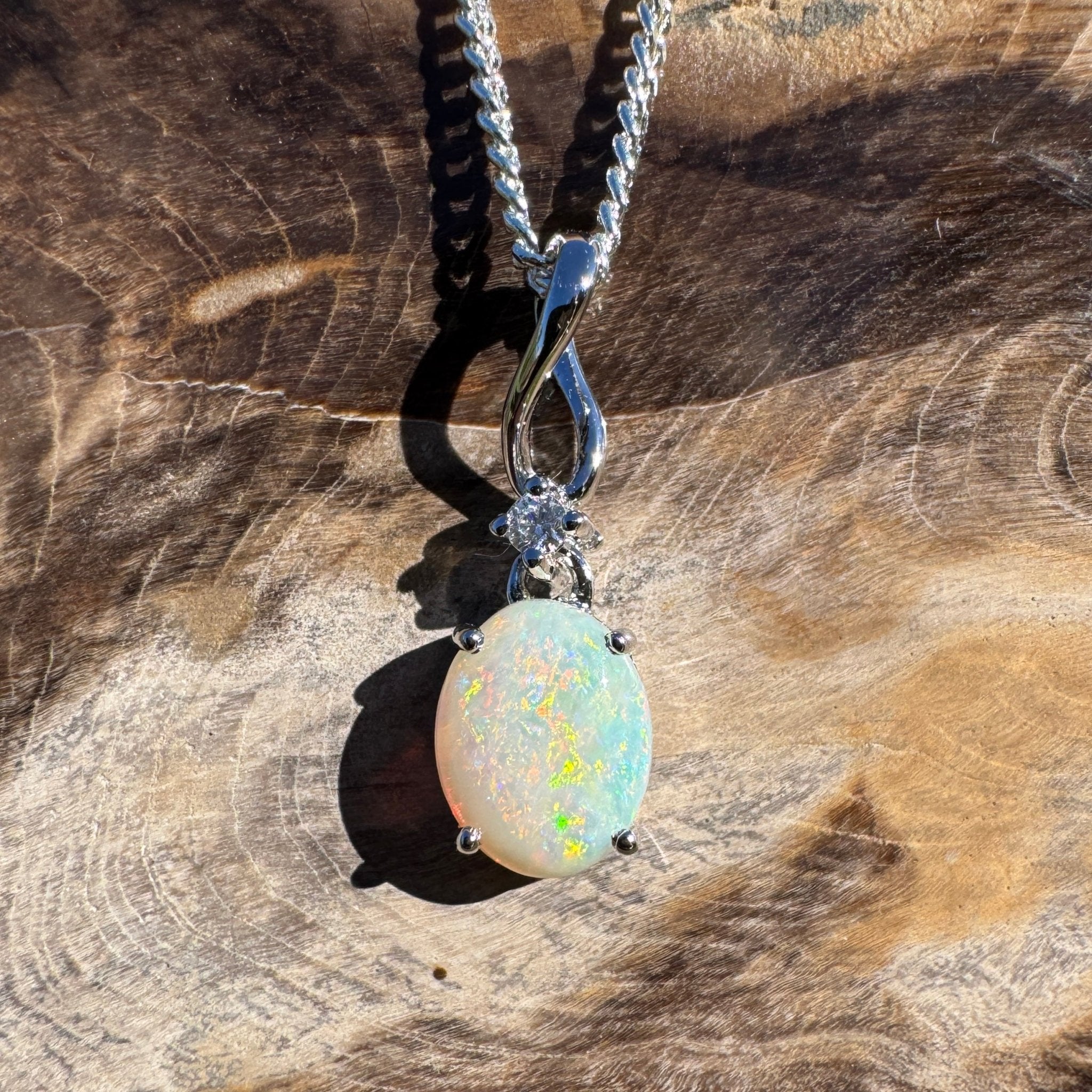 1.1ct Coober Pedy Opal Pendant Necklace ~ 'Kata Tjuta Spectrum' | 925 Sterling Silver | Solid Australian Opal