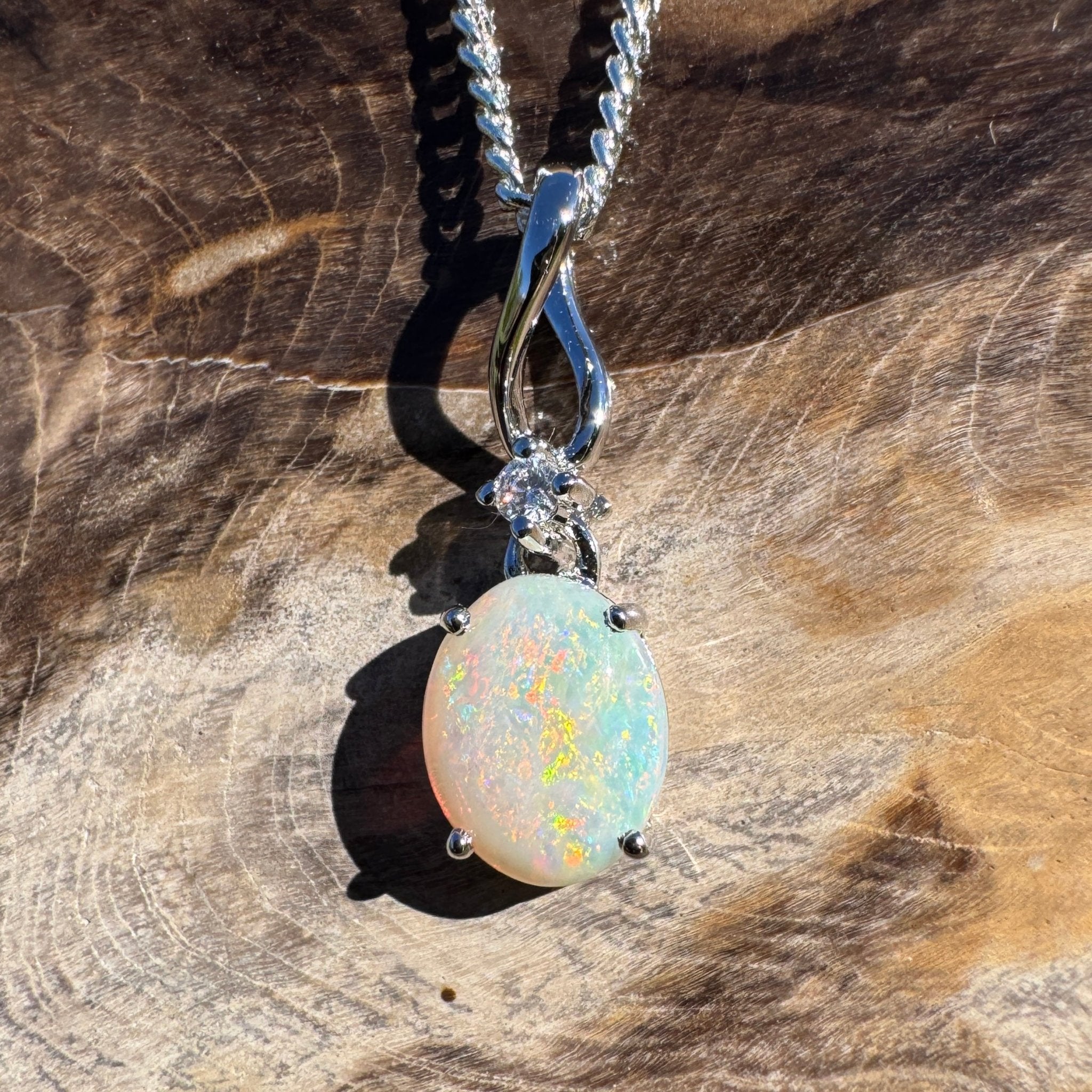 1.1ct Coober Pedy Opal Pendant Necklace ~ 'Kata Tjuta Spectrum' | 925 Sterling Silver | Solid Australian Opal