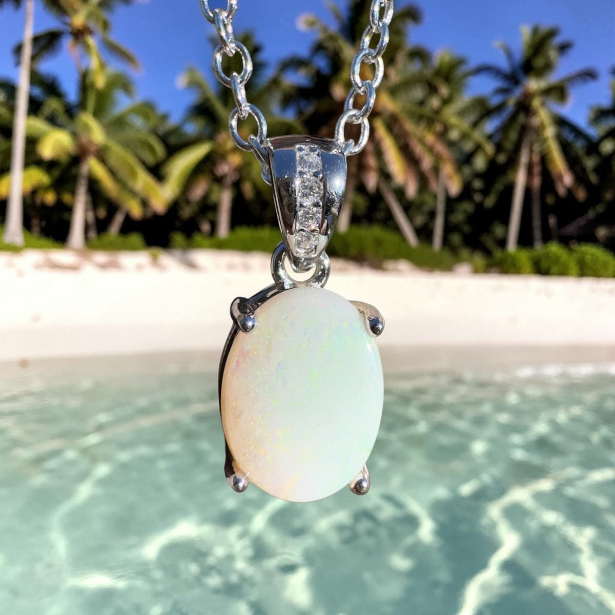 1.1ct Coober Pedy Opal Pendant Necklace ~ 'Kilda Shimmer~' | 925 Sterling Silver | Solid Australian Opal