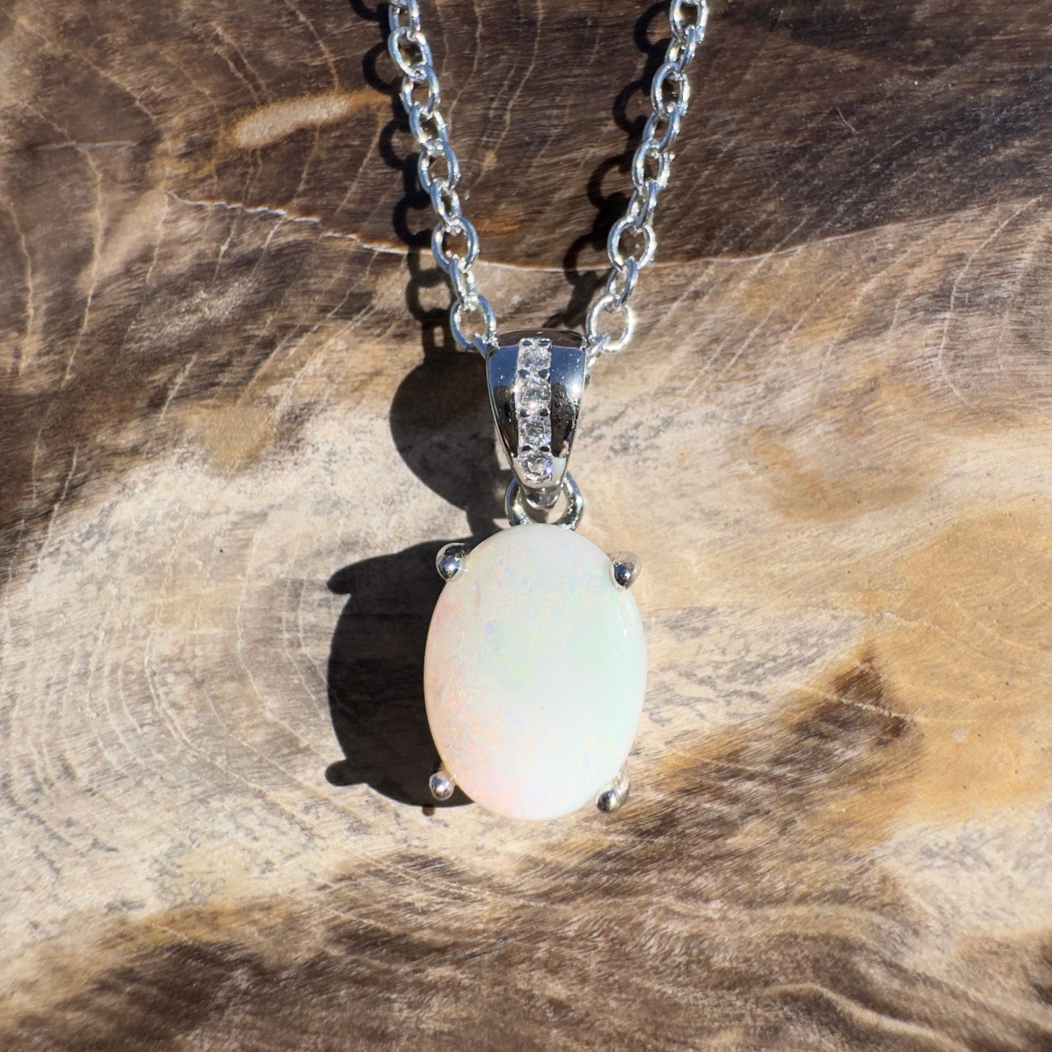 1.1ct Coober Pedy Opal Pendant Necklace ~ 'Kilda Shimmer~' | 925 Sterling Silver | Solid Australian Opal