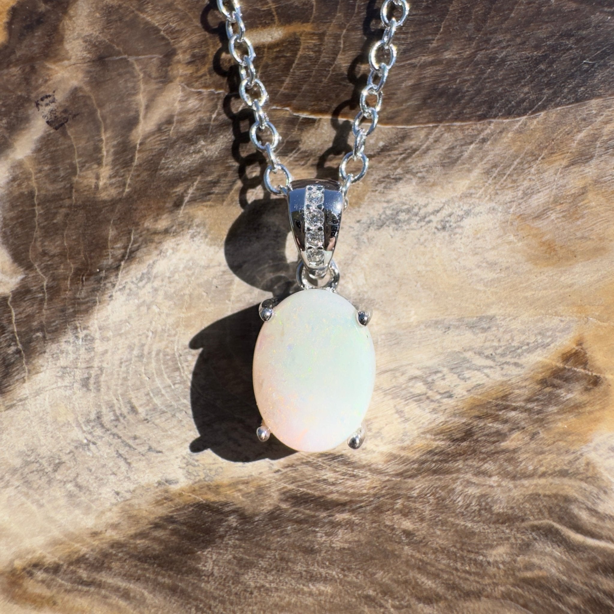 1.1ct Coober Pedy Opal Pendant Necklace ~ 'Kilda Shimmer~' | 925 Sterling Silver | Solid Australian Opal