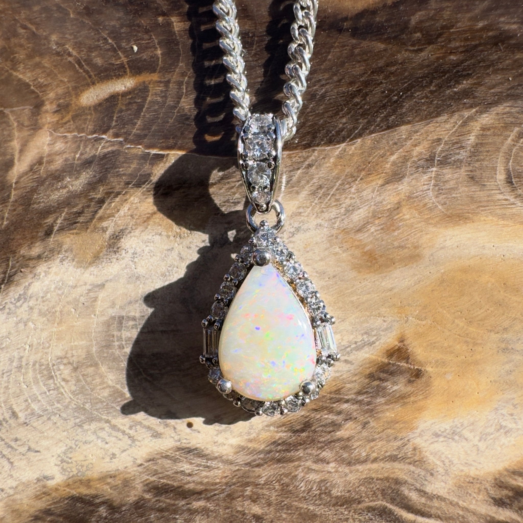 1.1ct Coober Pedy Opal Pendant Necklace ~ 'Nullarbor Prism' | 925 Sterling Silver | Solid Australian Opal