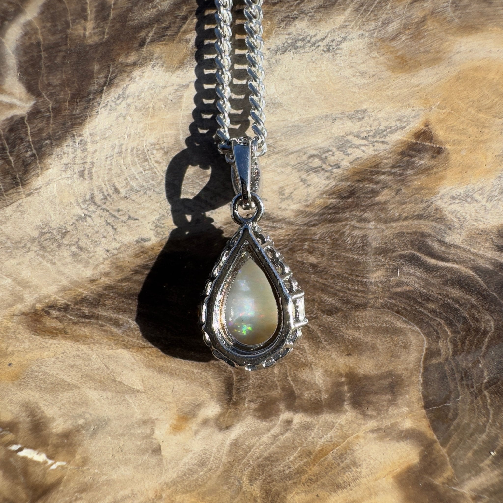 1.1ct Coober Pedy Opal Pendant Necklace ~ 'Nullarbor Prism' | 925 Sterling Silver | Solid Australian Opal