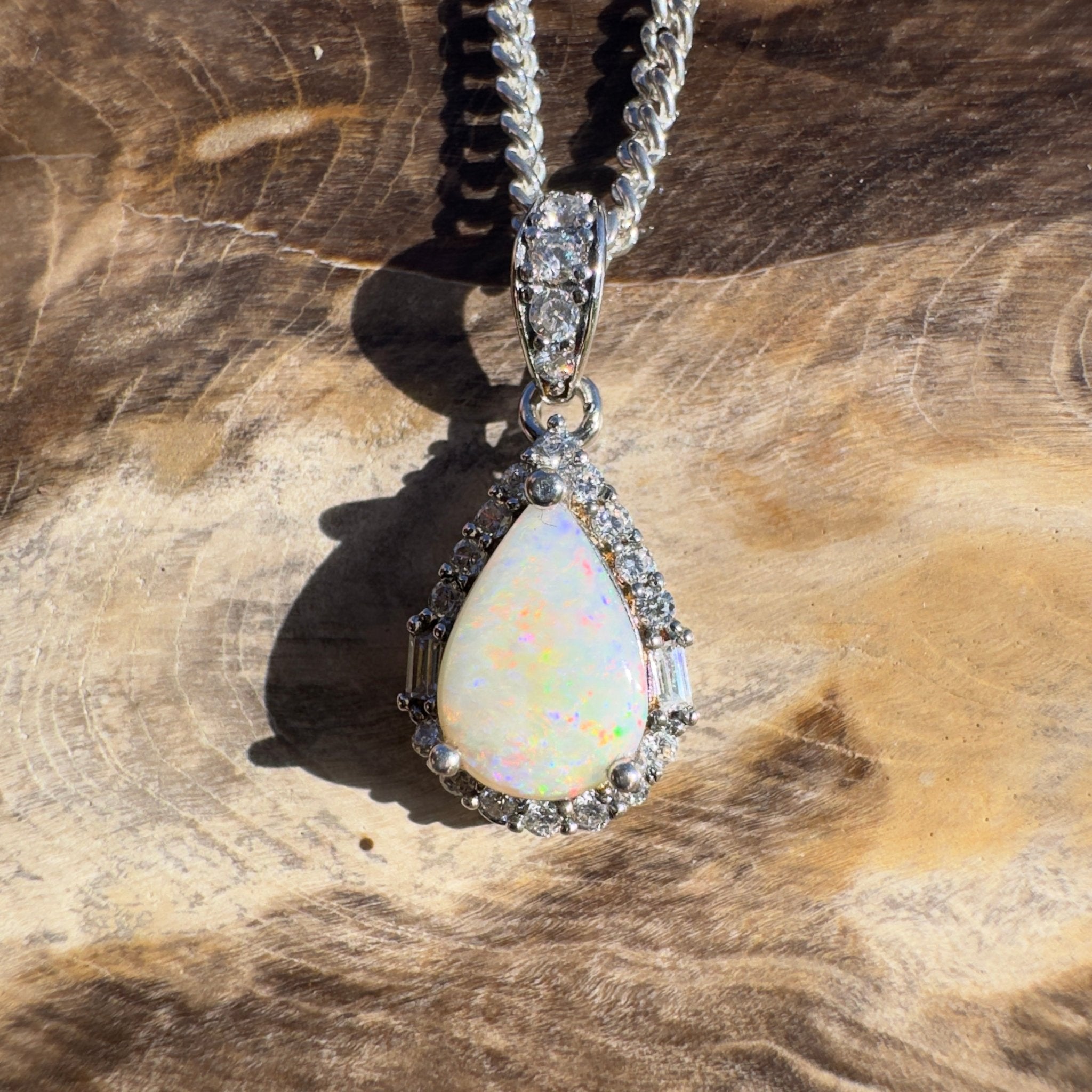 1.1ct Coober Pedy Opal Pendant Necklace ~ 'Nullarbor Prism' | 925 Sterling Silver | Solid Australian Opal