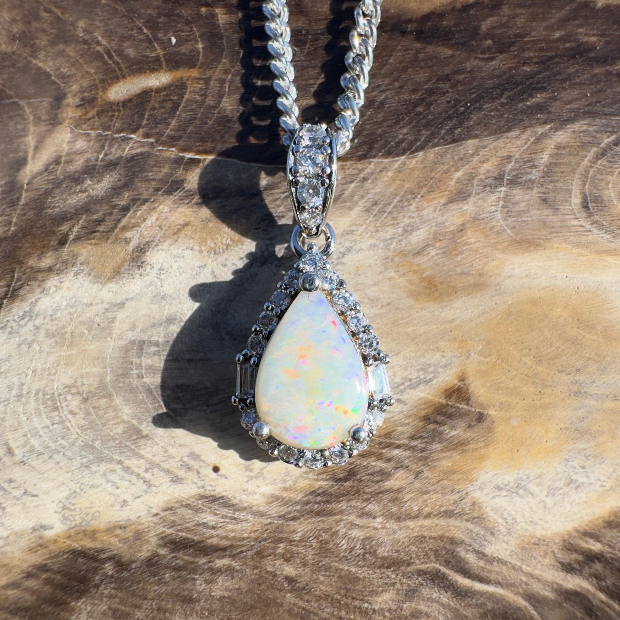 1.1ct Coober Pedy Opal Pendant Necklace ~ 'Nullarbor Prism' | 925 Sterling Silver | Solid Australian Opal