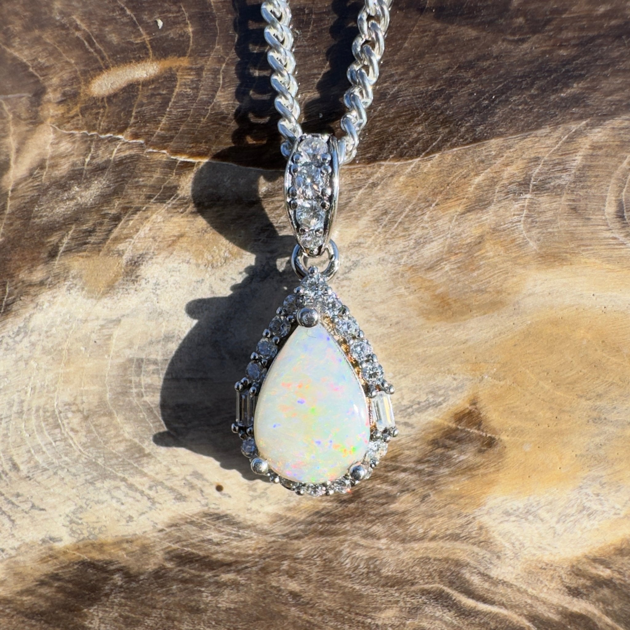 1.1ct Coober Pedy Opal Pendant Necklace ~ 'Nullarbor Prism' | 925 Sterling Silver | Solid Australian Opal