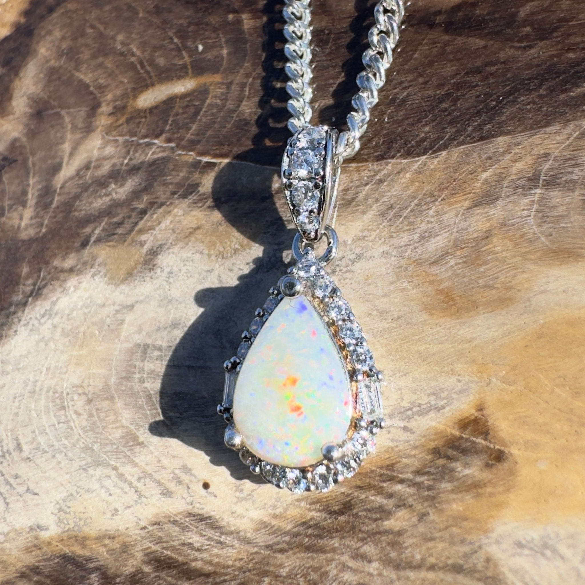 1.1ct Coober Pedy Opal Pendant Necklace ~ 'Nullarbor Prism' | 925 Sterling Silver | Solid Australian Opal