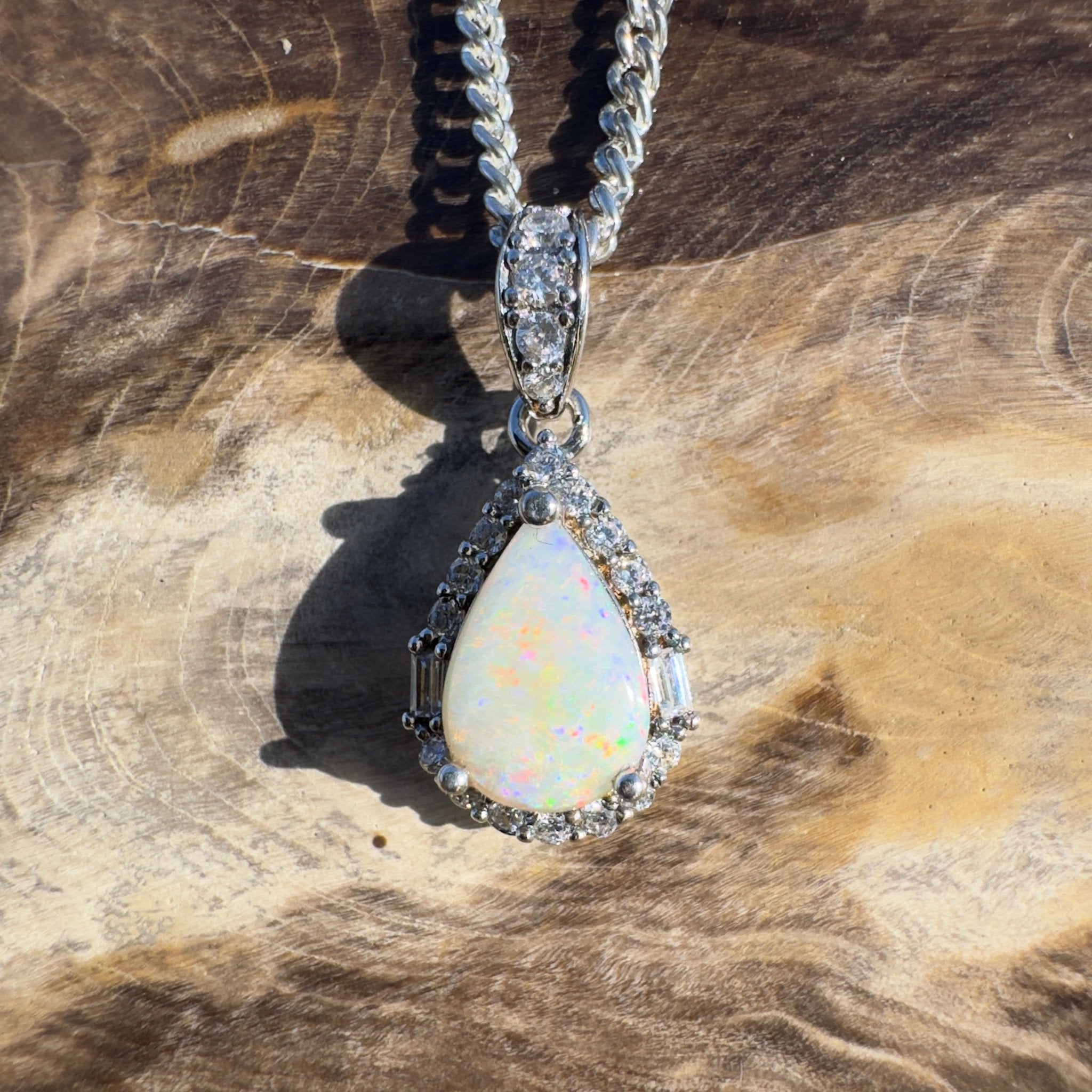 1.1ct Coober Pedy Opal Pendant Necklace ~ 'Nullarbor Prism' | 925 Sterling Silver | Solid Australian Opal