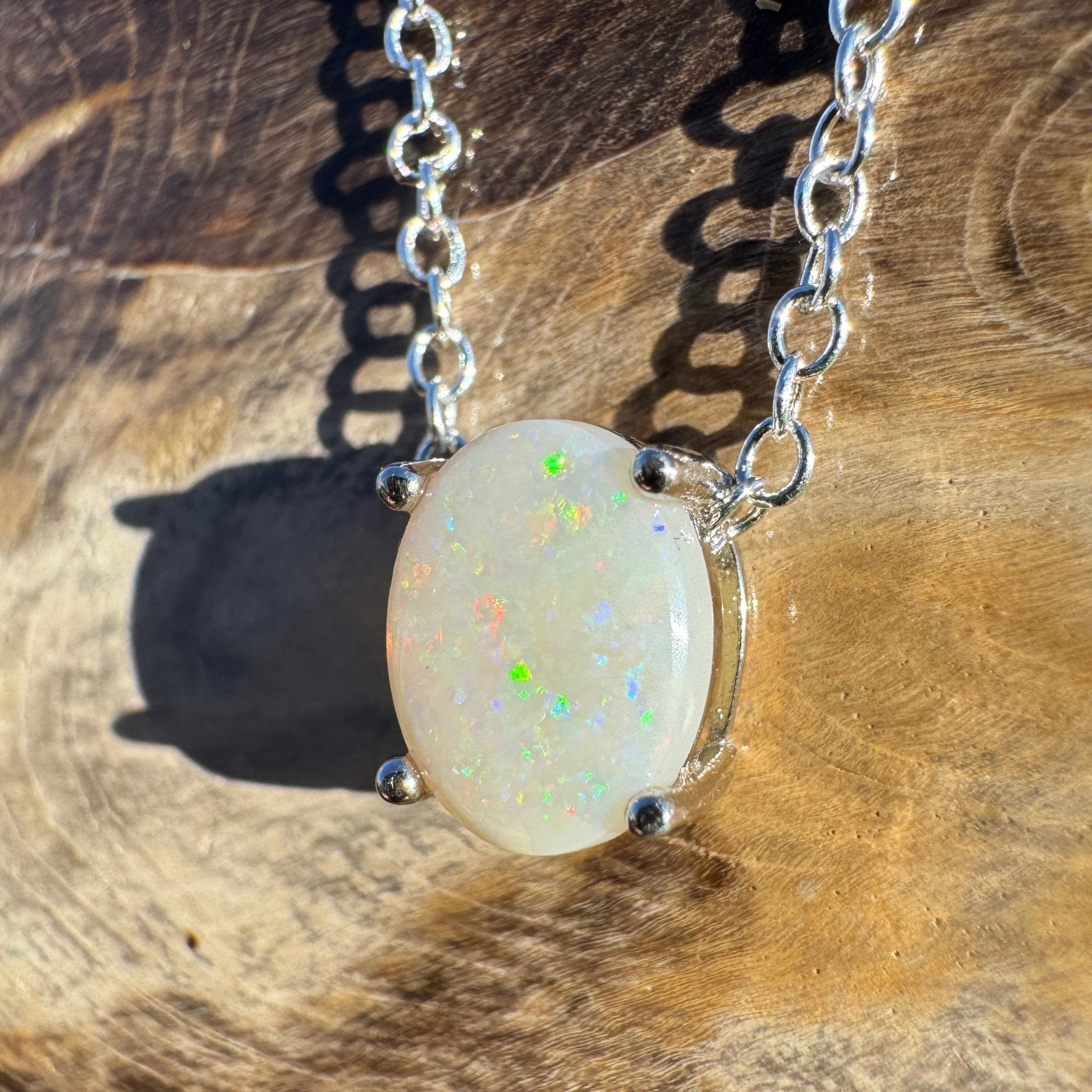1.1ct Coober Pedy Opal Pendant Necklace ~ 'Ocean Grove Opal~' | 925 Sterling Silver | Solid Australian Opal