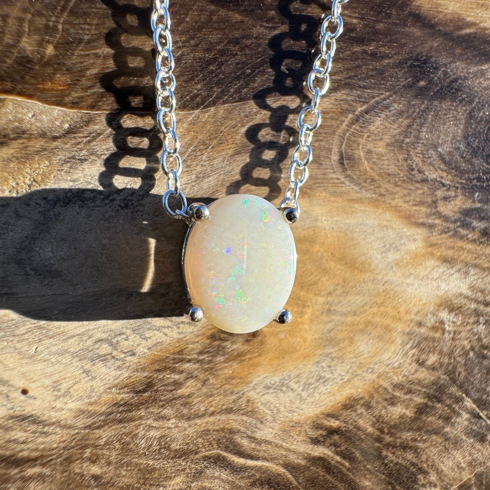 1.1ct Coober Pedy Opal Pendant Necklace ~ 'Ocean Grove Opal~' | 925 Sterling Silver | Solid Australian Opal