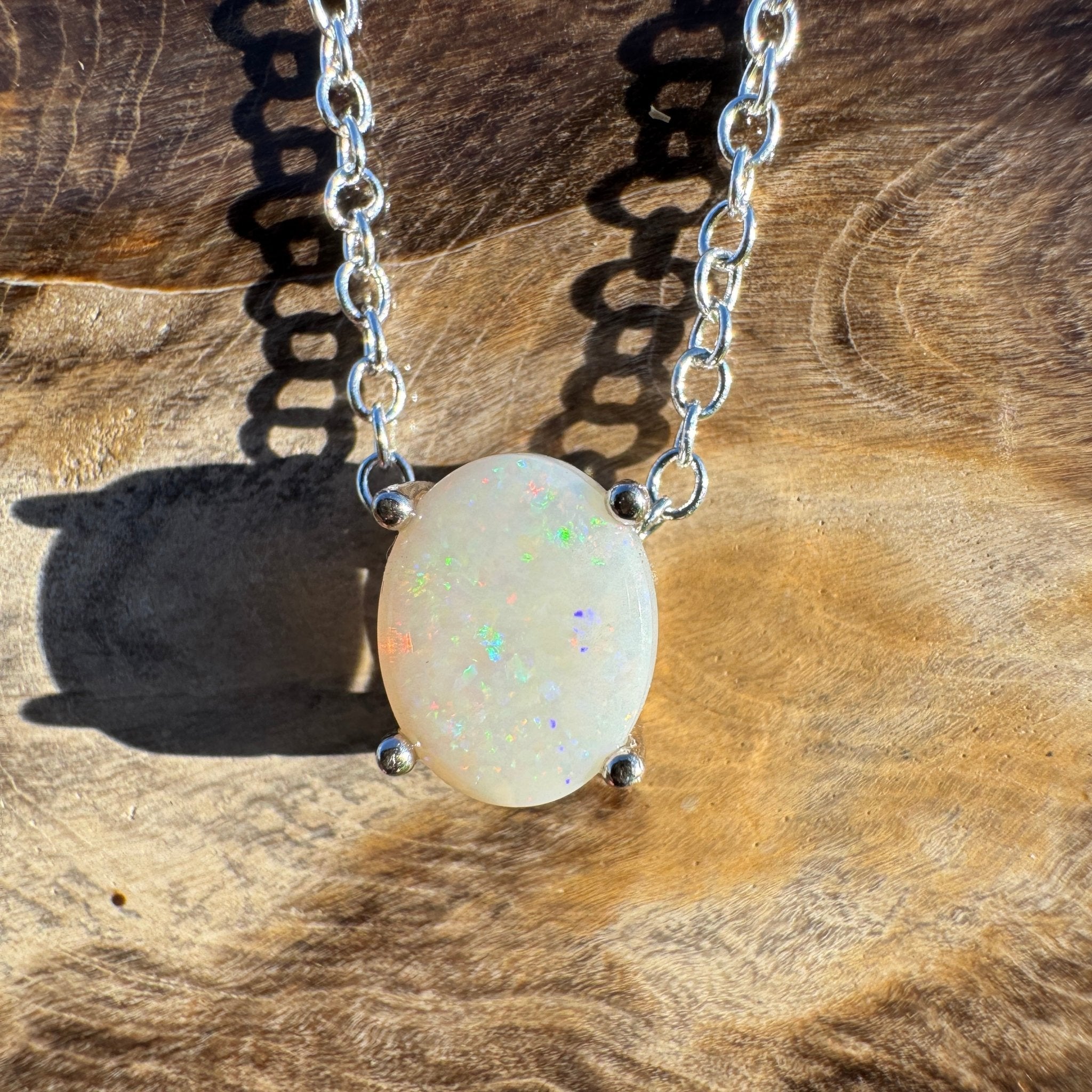 1.1ct Coober Pedy Opal Pendant Necklace ~ 'Ocean Grove Opal~' | 925 Sterling Silver | Solid Australian Opal