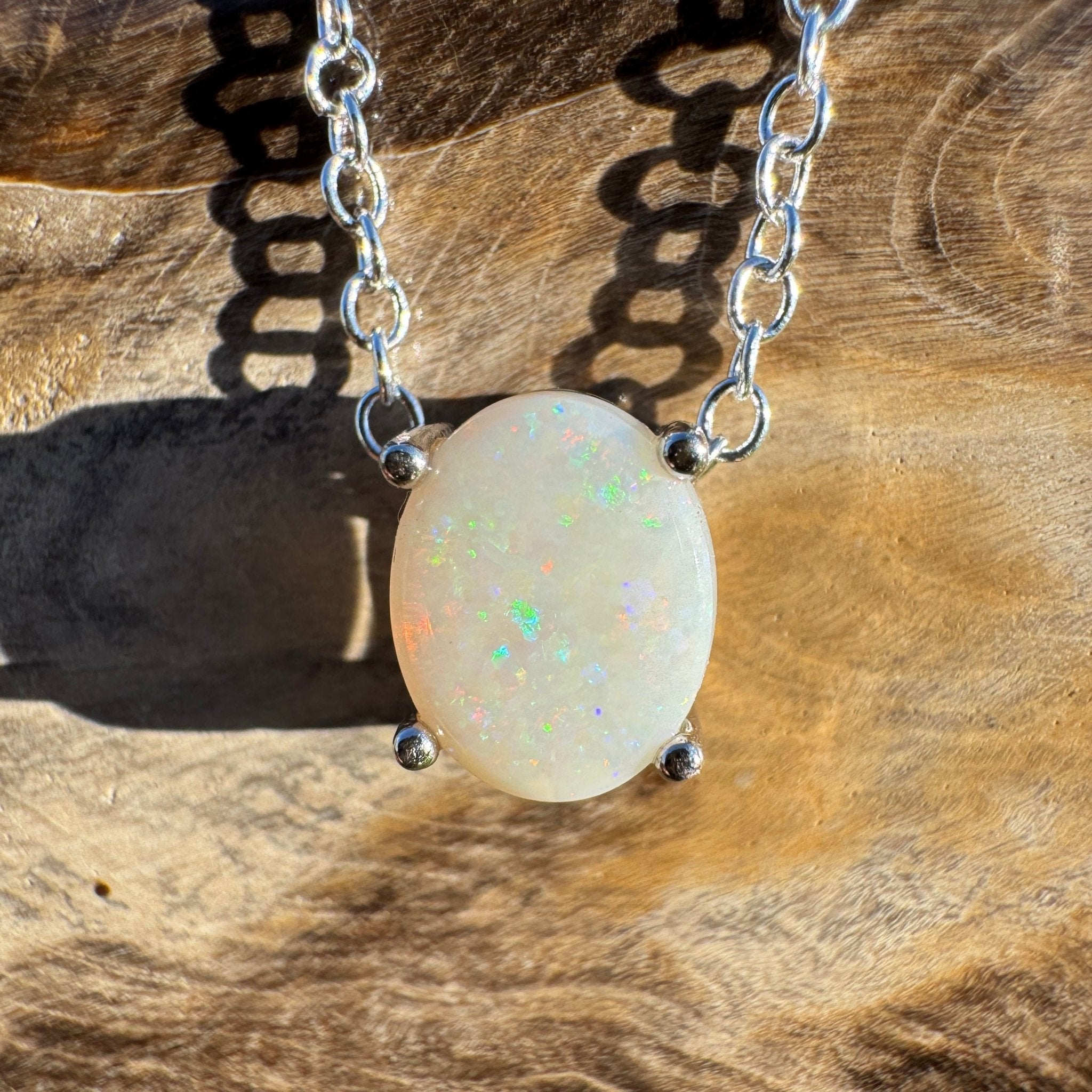 1.1ct Coober Pedy Opal Pendant Necklace ~ 'Ocean Grove Opal~' | 925 Sterling Silver | Solid Australian Opal