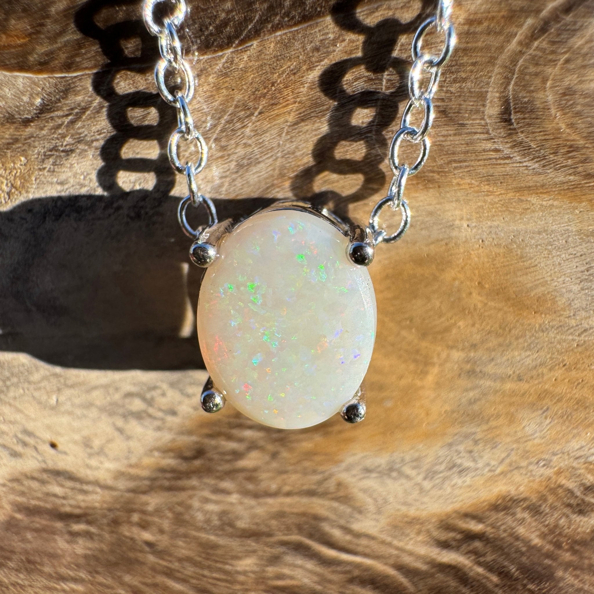 1.1ct Coober Pedy Opal Pendant Necklace ~ 'Ocean Grove Opal~' | 925 Sterling Silver | Solid Australian Opal