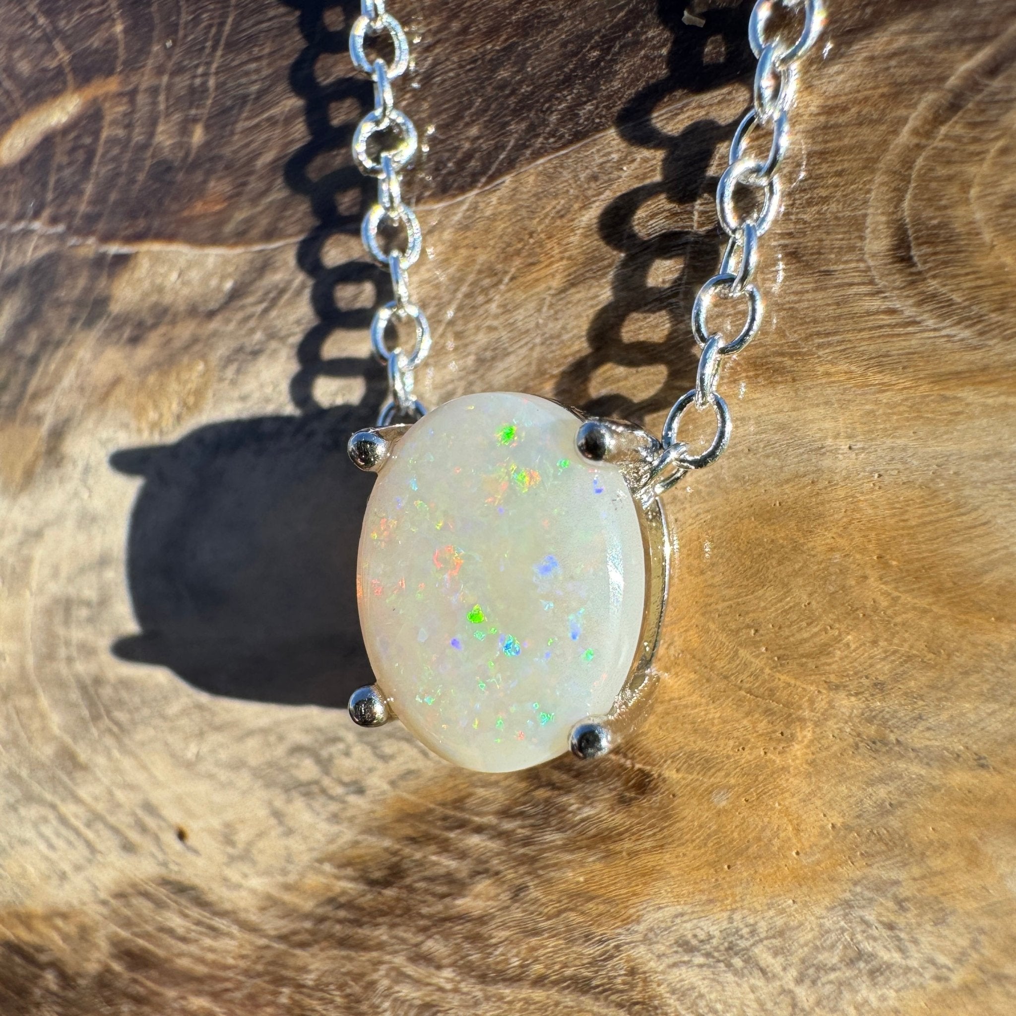 1.1ct Coober Pedy Opal Pendant Necklace ~ 'Ocean Grove Opal~' | 925 Sterling Silver | Solid Australian Opal