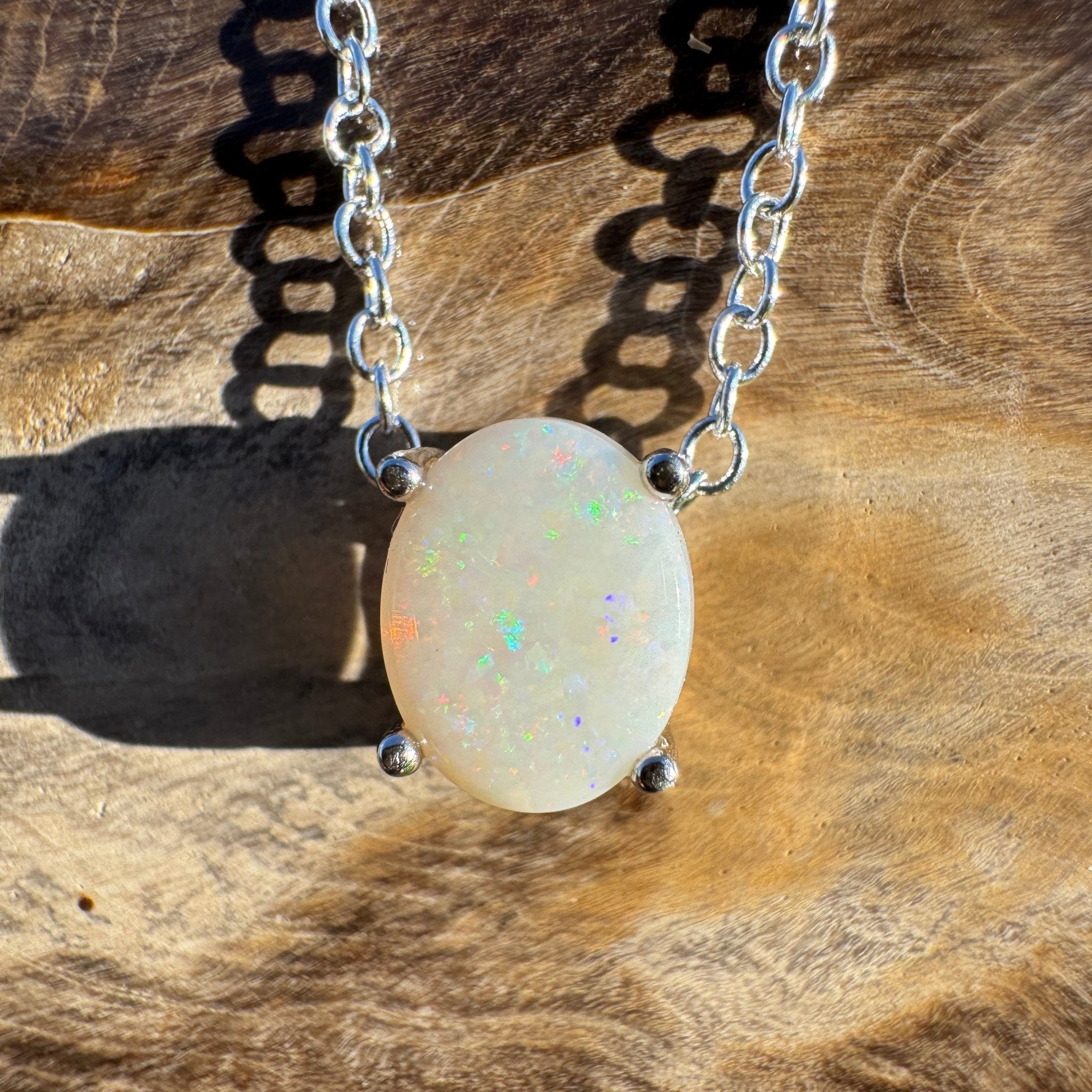 1.1ct Coober Pedy Opal Pendant Necklace ~ 'Ocean Grove Opal~' | 925 Sterling Silver | Solid Australian Opal
