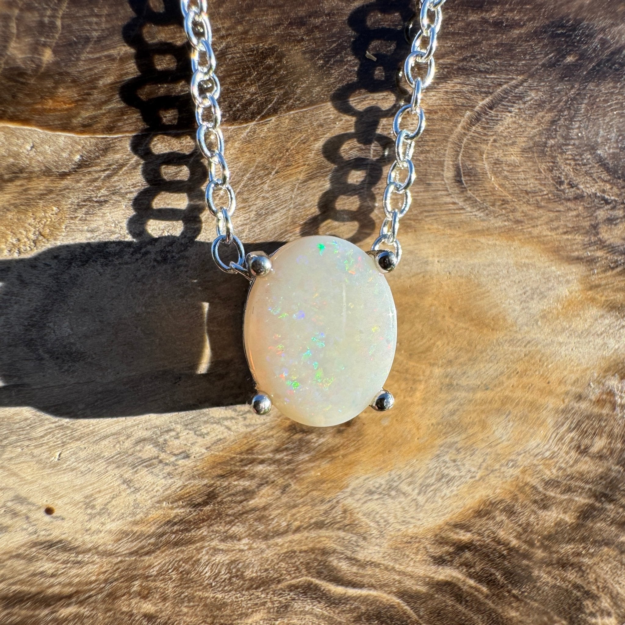 1.1ct Coober Pedy Opal Pendant Necklace ~ 'Ocean Grove Opal~' | 925 Sterling Silver | Solid Australian Opal