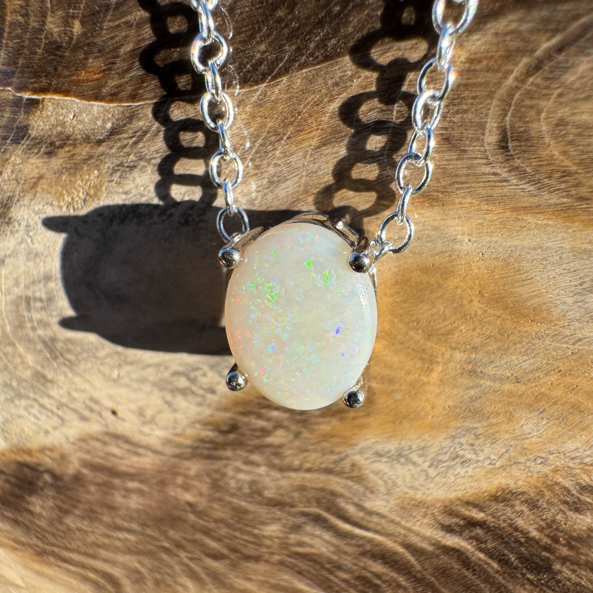 1.1ct Coober Pedy Opal Pendant Necklace ~ 'Ocean Grove Opal~' | 925 Sterling Silver | Solid Australian Opal