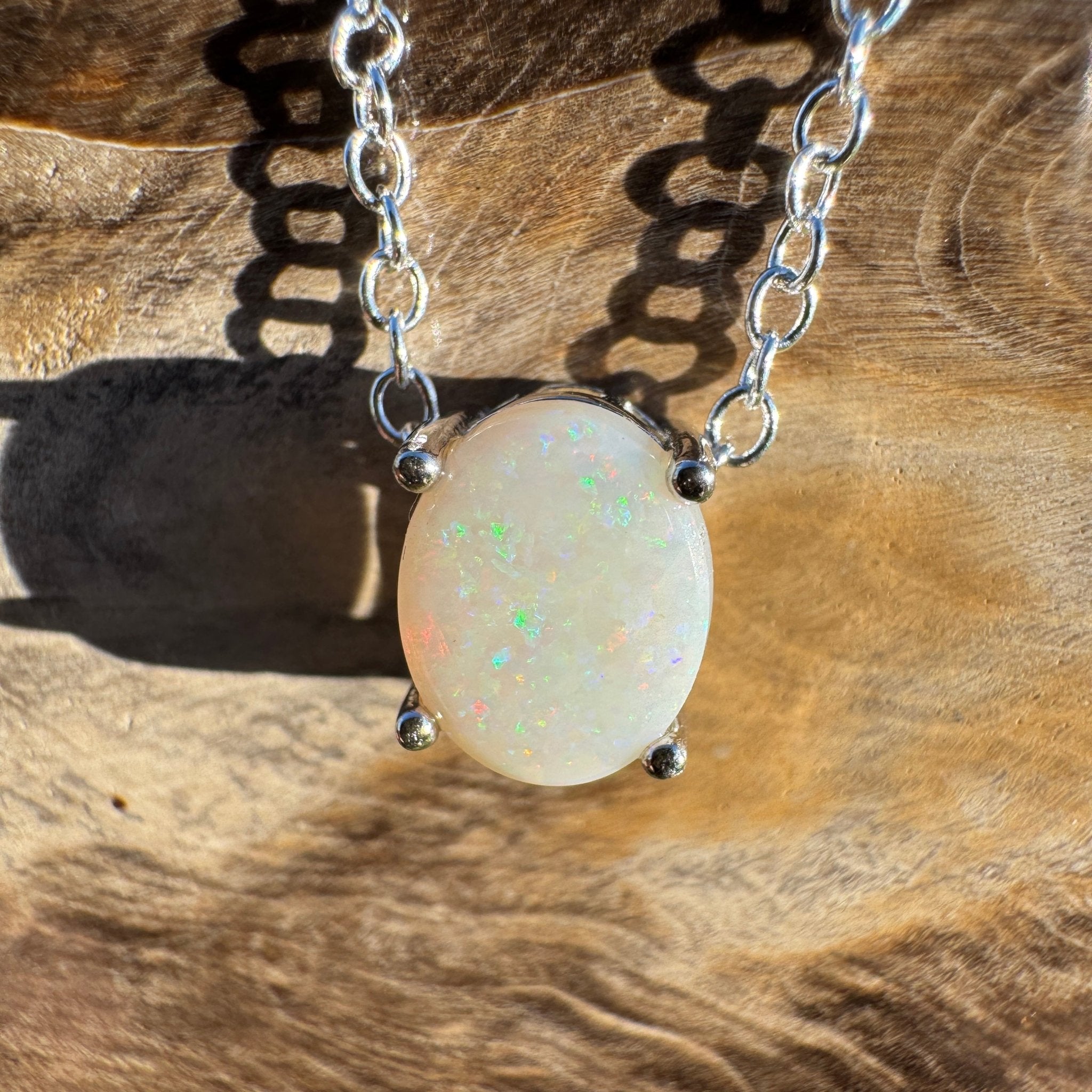 1.1ct Coober Pedy Opal Pendant Necklace ~ 'Ocean Grove Opal~' | 925 Sterling Silver | Solid Australian Opal