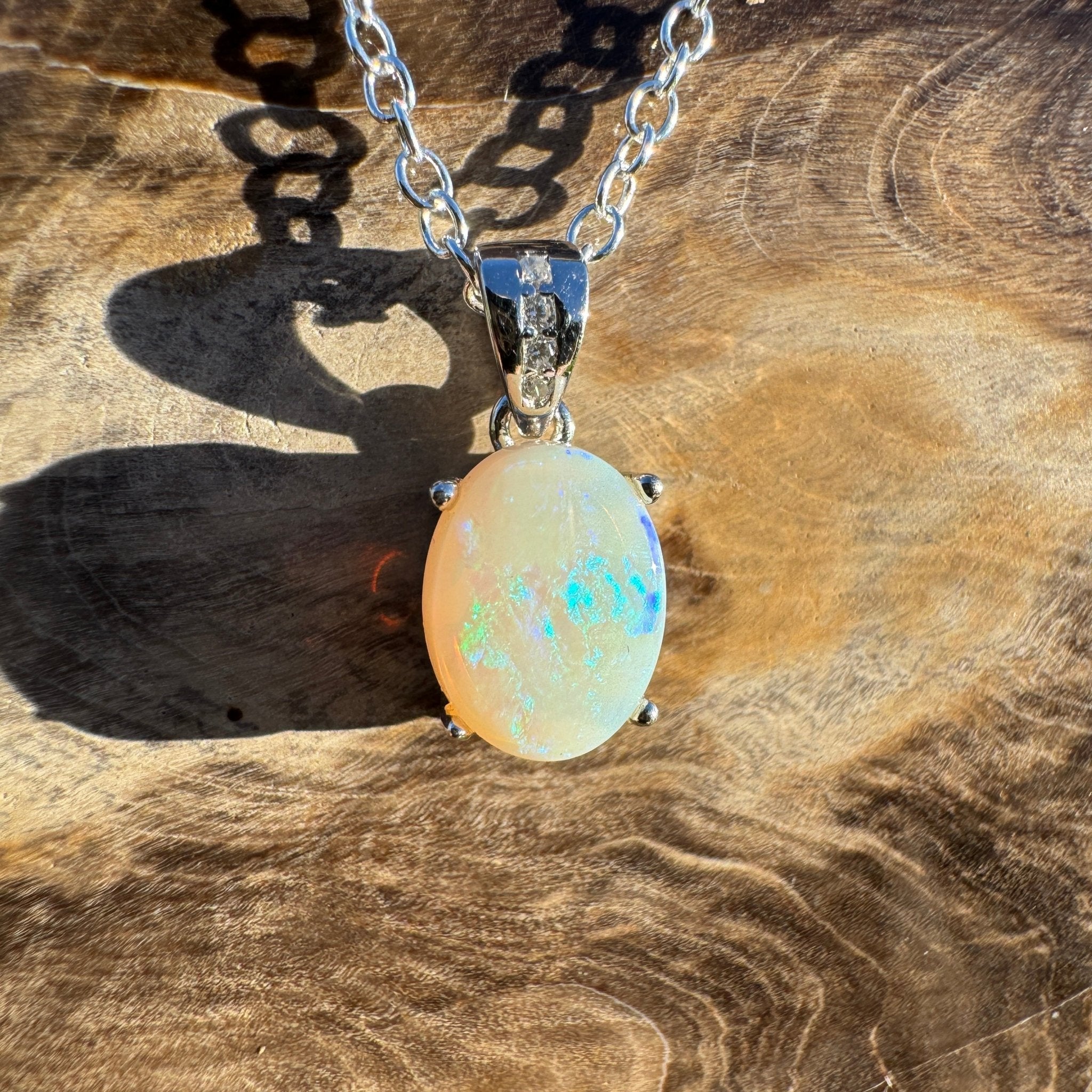 1.1ct Coober Pedy Opal Pendant Necklace ~ 'Turquoise Bay Twinkle ~' | 925 Sterling Silver | Solid Australian Opal