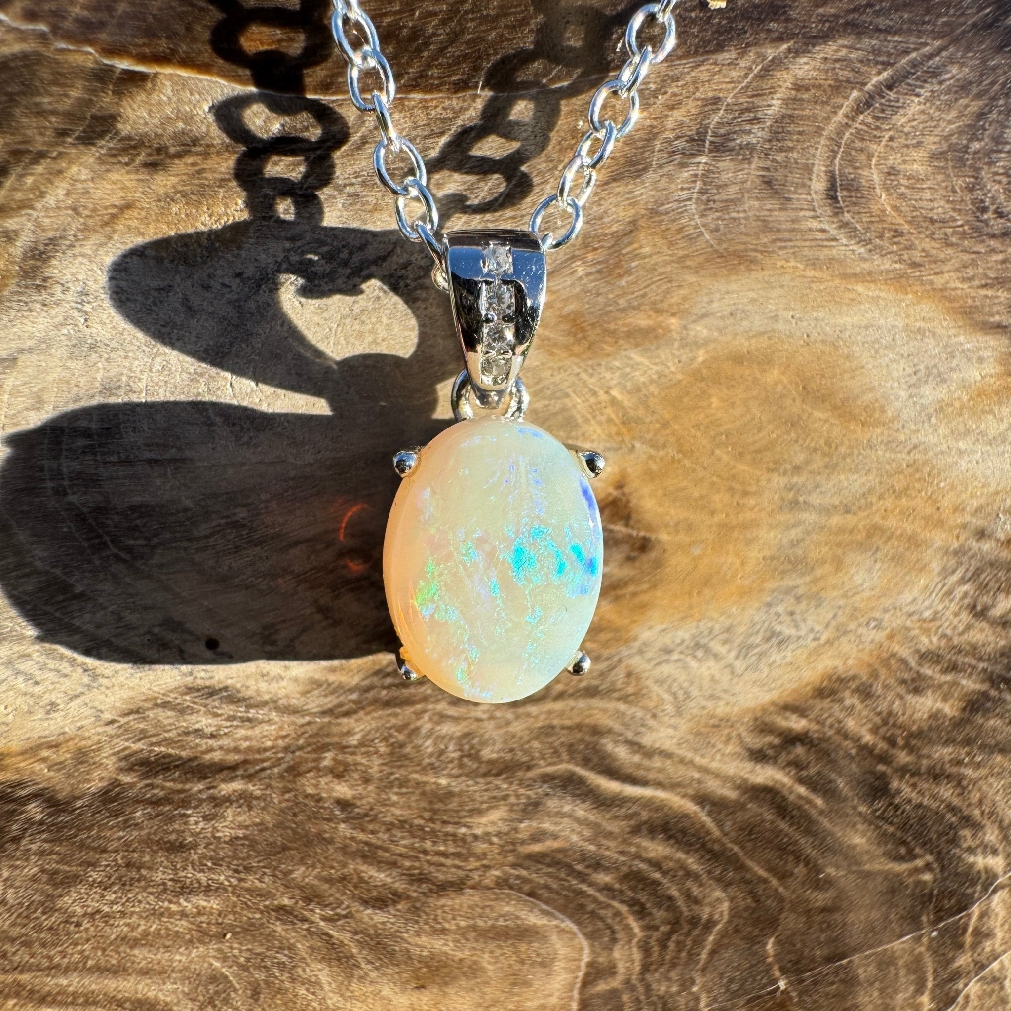 1.1ct Coober Pedy Opal Pendant Necklace ~ 'Turquoise Bay Twinkle ~' | 925 Sterling Silver | Solid Australian Opal