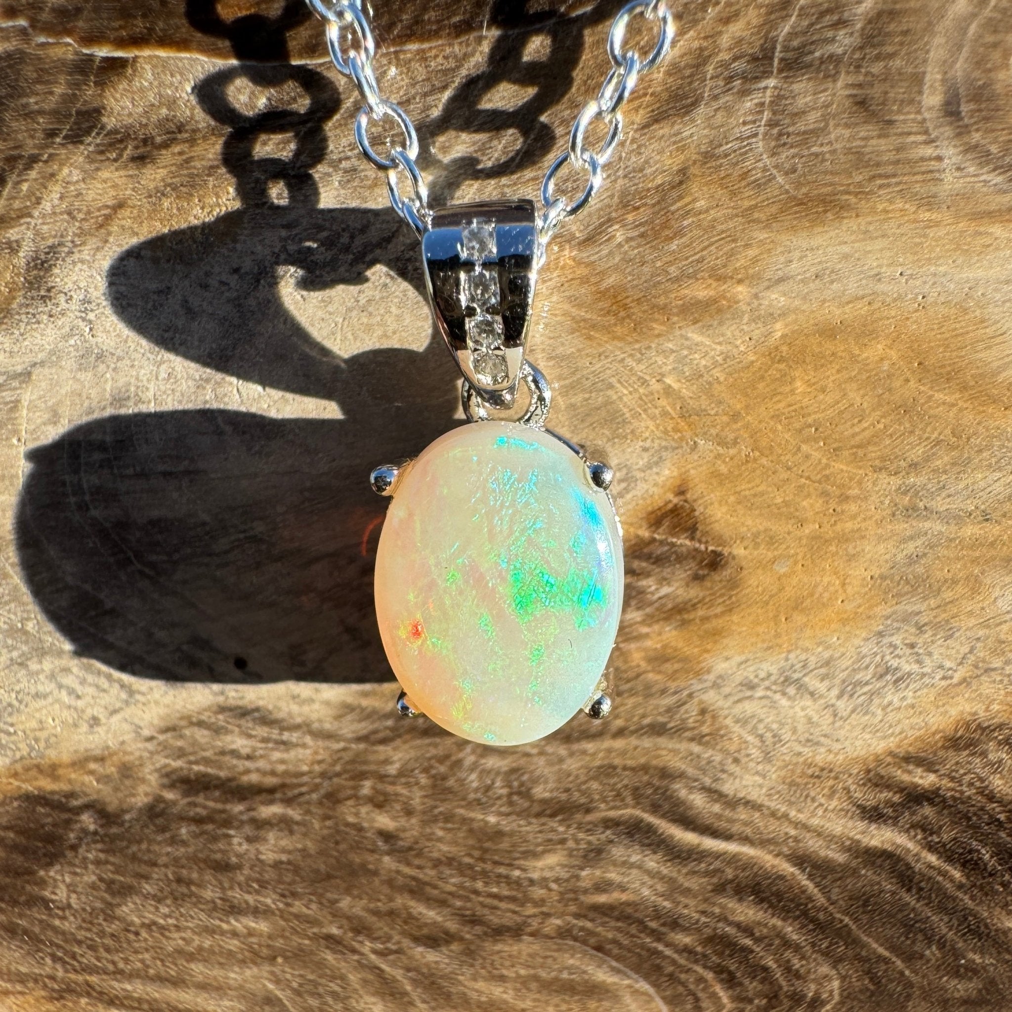 1.1ct Coober Pedy Opal Pendant Necklace ~ 'Turquoise Bay Twinkle ~' | 925 Sterling Silver | Solid Australian Opal