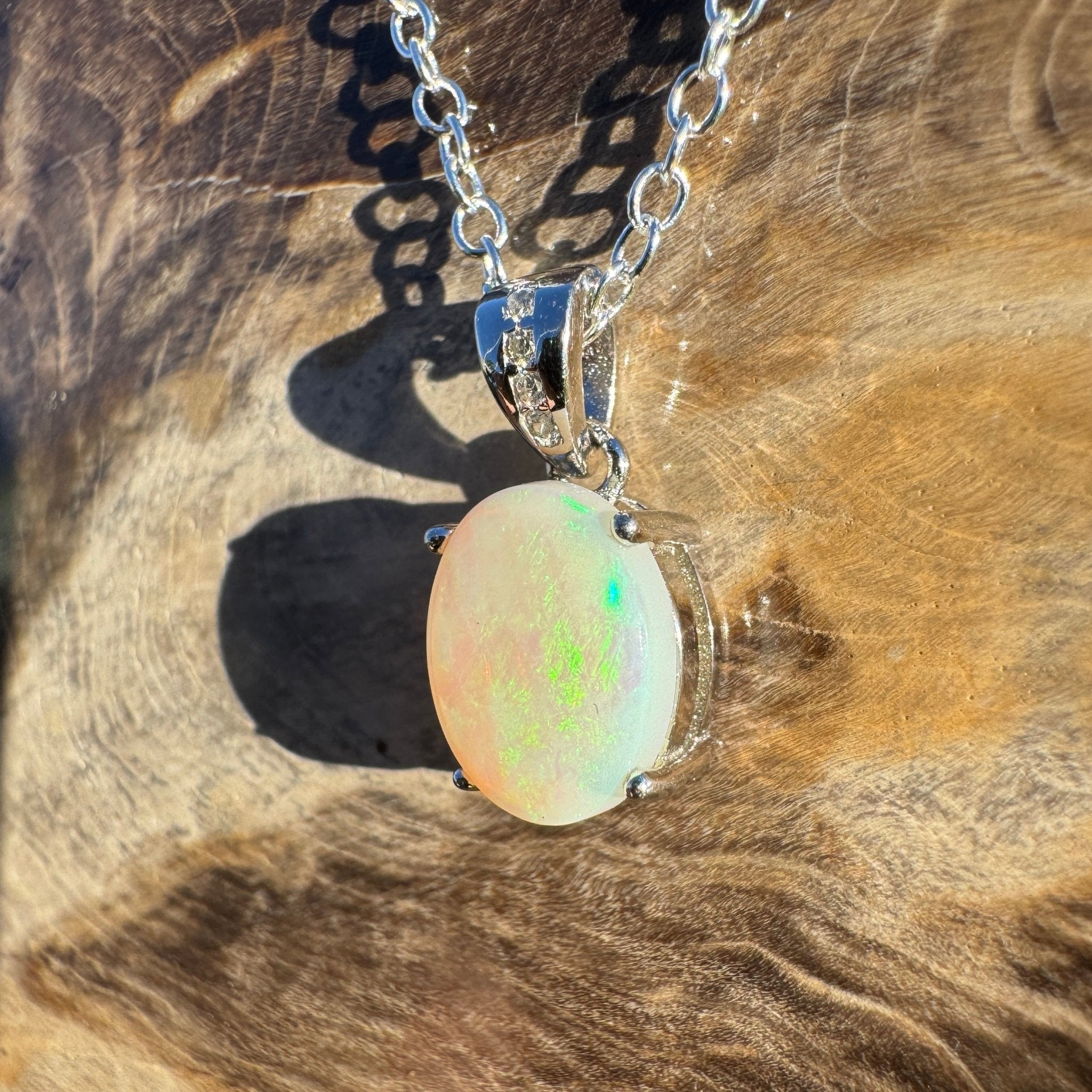 1.1ct Coober Pedy Opal Pendant Necklace ~ 'Turquoise Bay Twinkle ~' | 925 Sterling Silver | Solid Australian Opal