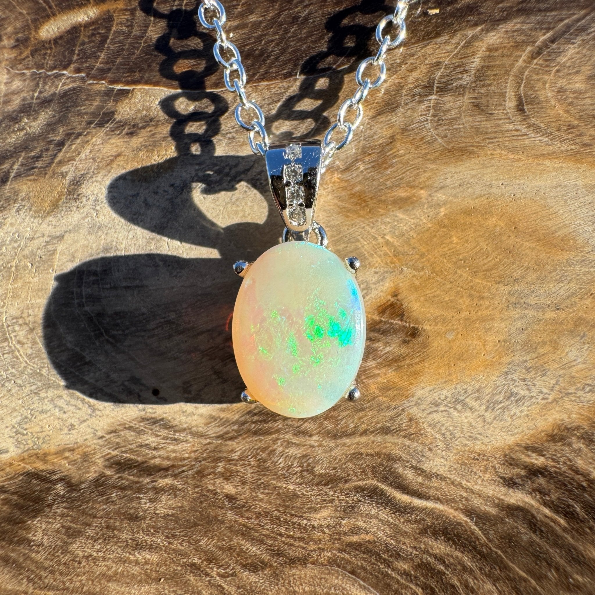 1.1ct Coober Pedy Opal Pendant Necklace ~ 'Turquoise Bay Twinkle ~' | 925 Sterling Silver | Solid Australian Opal