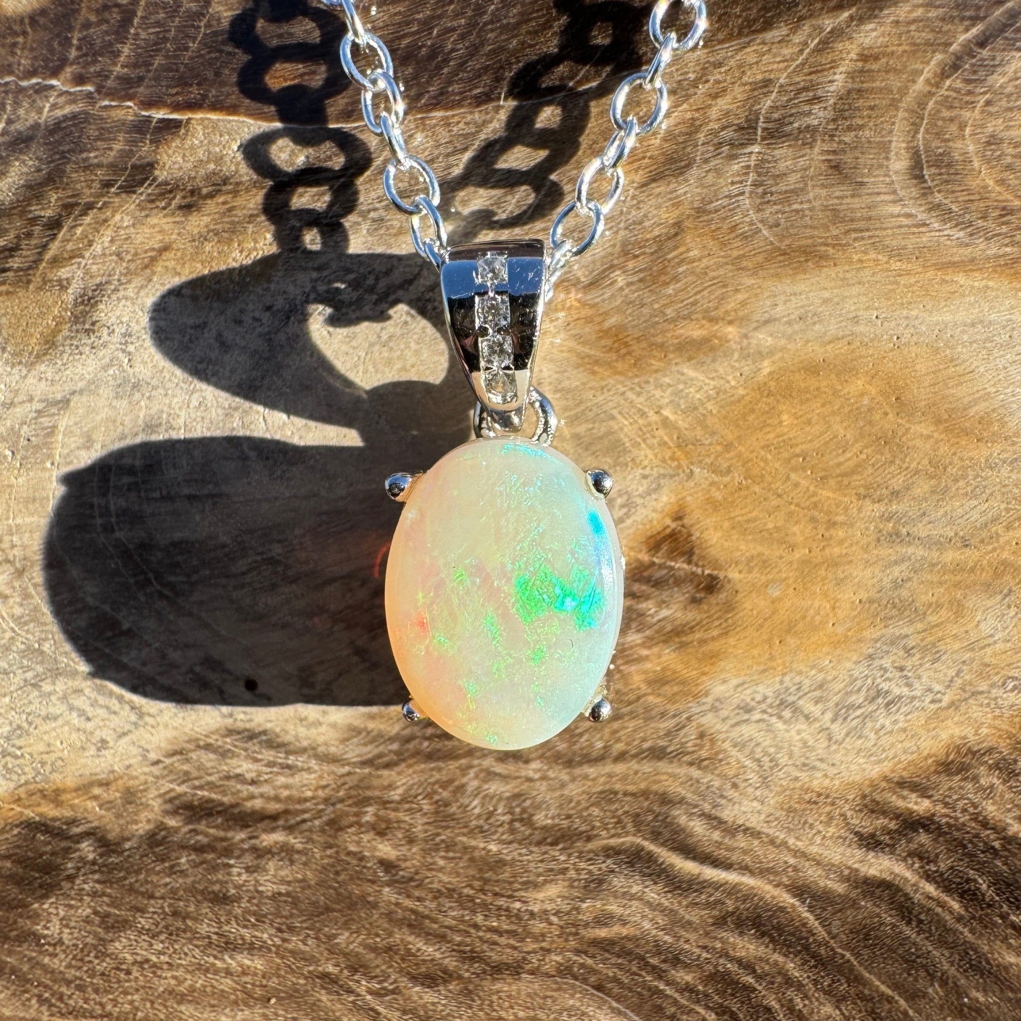 1.1ct Coober Pedy Opal Pendant Necklace ~ 'Turquoise Bay Twinkle ~' | 925 Sterling Silver | Solid Australian Opal