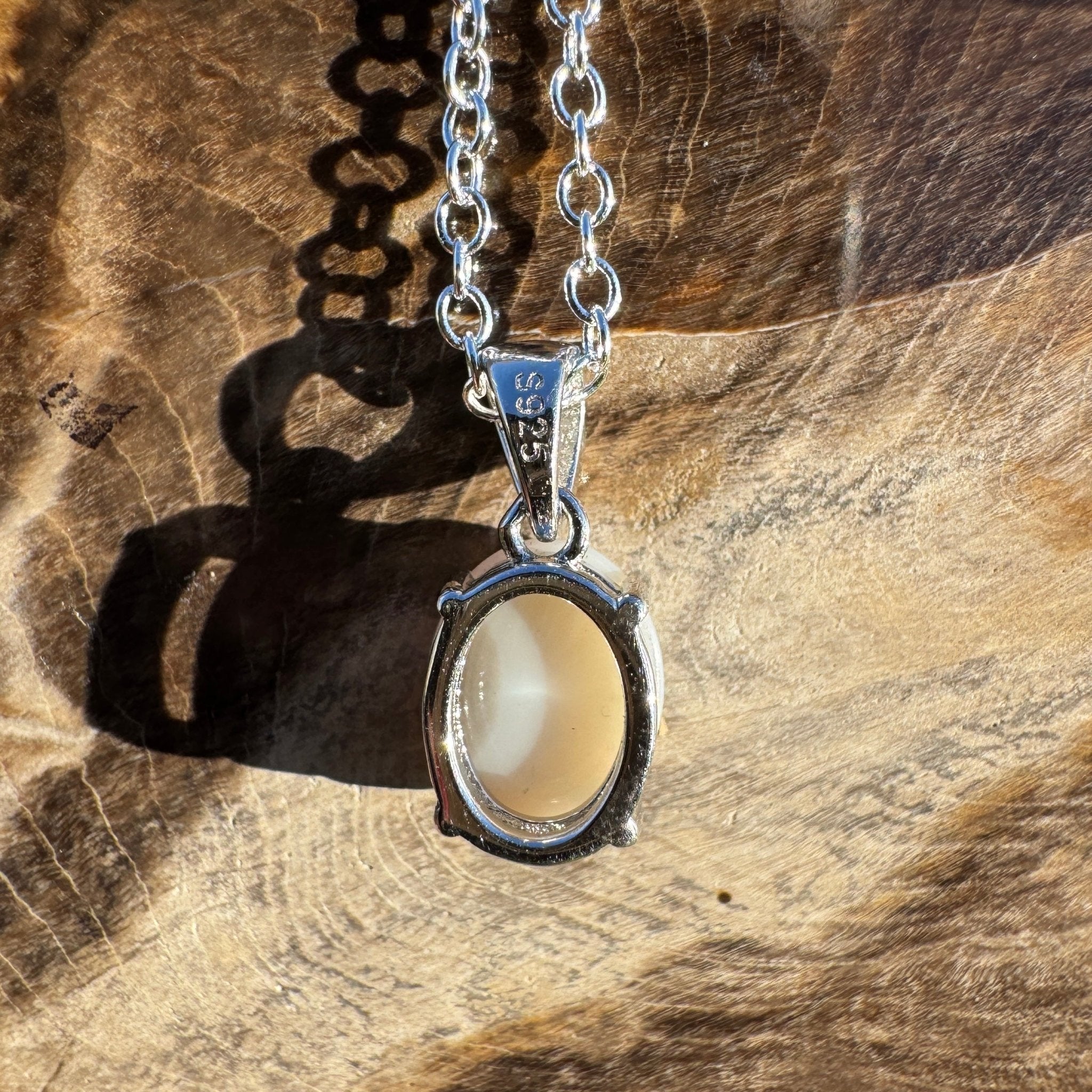 1.1ct Coober Pedy Opal Pendant Necklace ~ 'Whitehaven Wonder ~' | 925 Sterling Silver | Solid Australian Opal