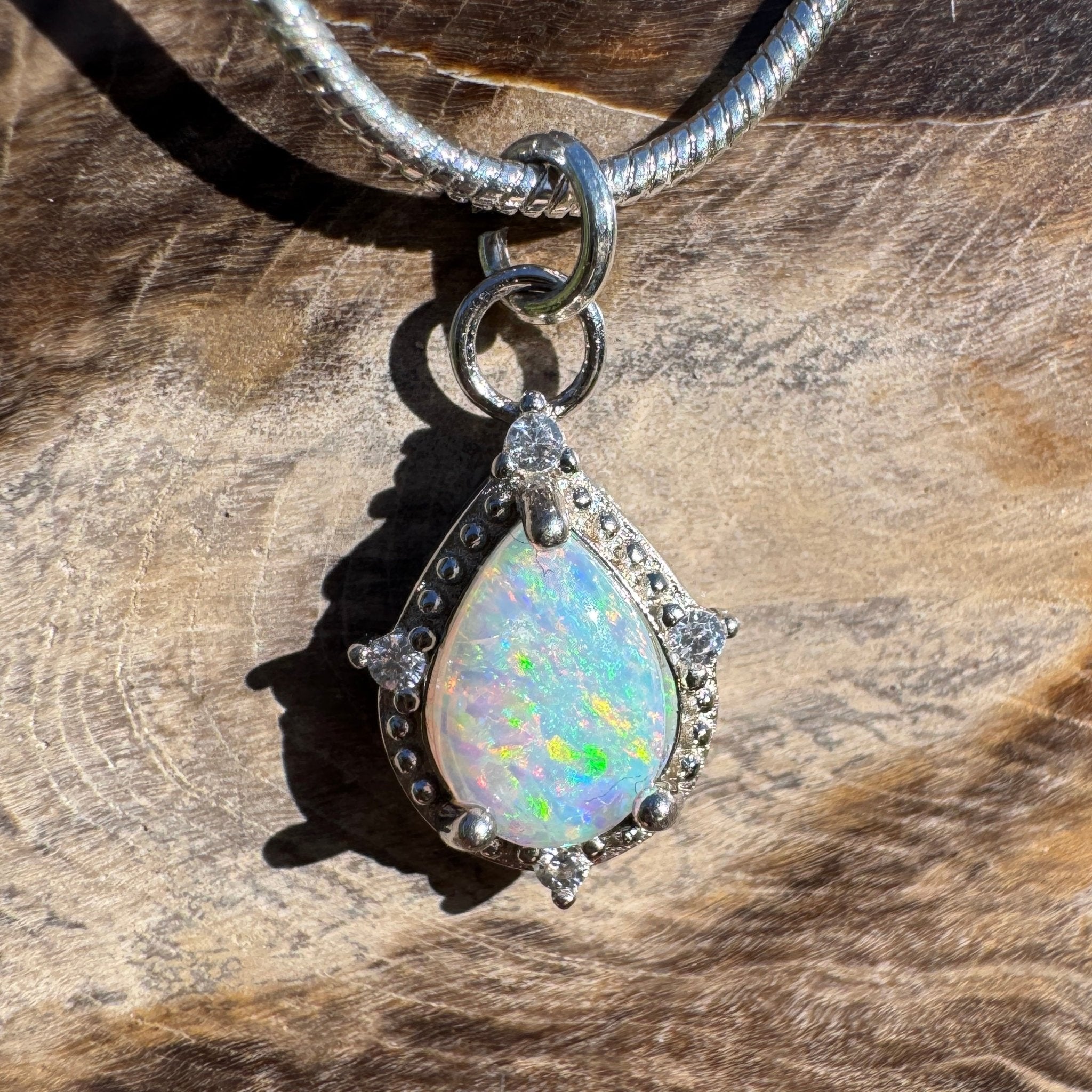 1.1ct Coober Pedy Opal Pendant Necklace ~ 'Wineglass Bay Whisper ~' | 925 Sterling Silver | Solid Australian Opal