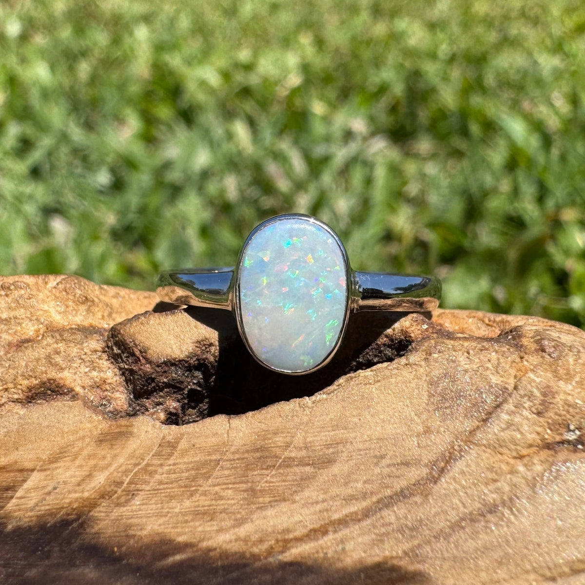 1.1ct Coober Pedy Opal Ring ~ 'Denmark Blue' | 925 Sterling Silver | Solid Australian Opal
