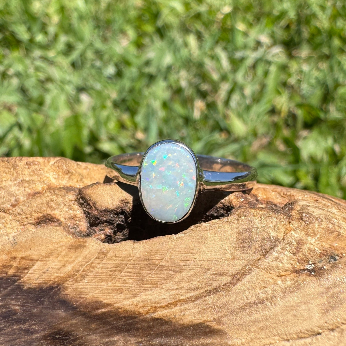 1.1ct Coober Pedy Opal Ring ~ 'Denmark Blue' | 925 Sterling Silver | Solid Australian Opal