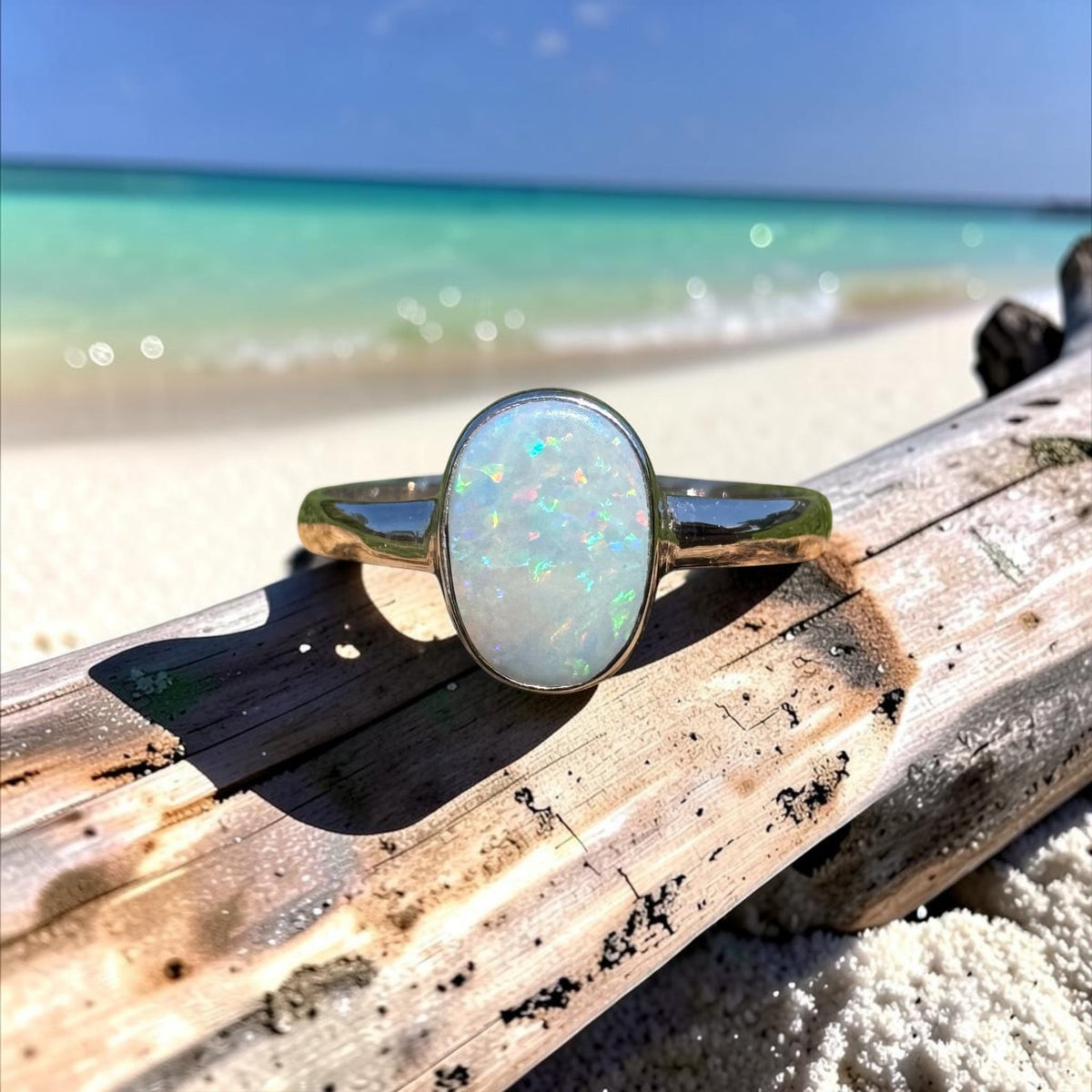 1.1ct Coober Pedy Opal Ring ~ 'Denmark Blue' | 925 Sterling Silver | Solid Australian Opal